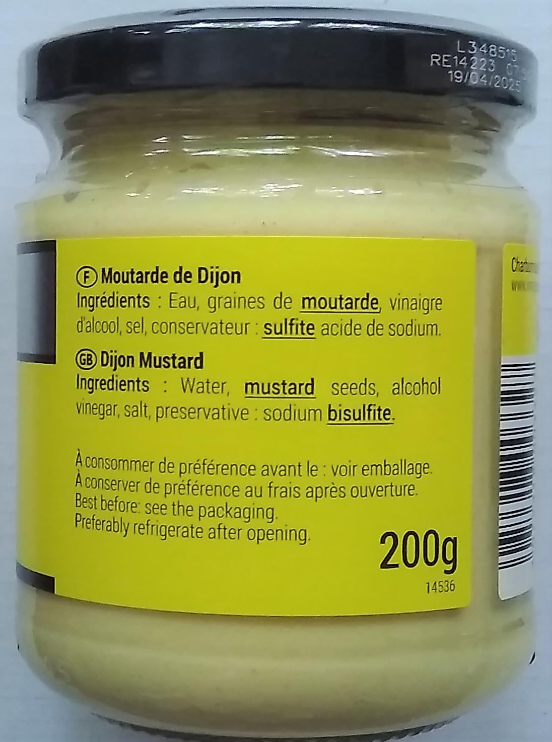 CLOVIS FRANCE – Mostaza clásica Dijon – 2 tarros de vidrio de 7.05 oz  200 gr