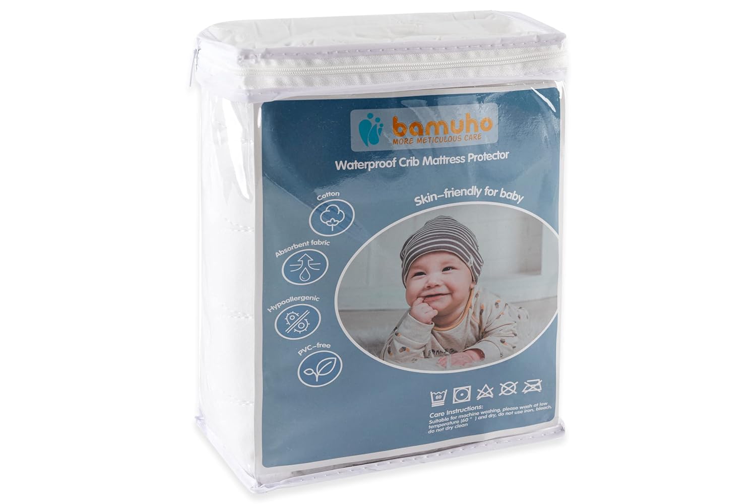 Bamuho Protector de colchón de algodón para cuna, impermeable, para colchón de cuna estándar, patrón de huevo de pato acolchado, paquete de 2
