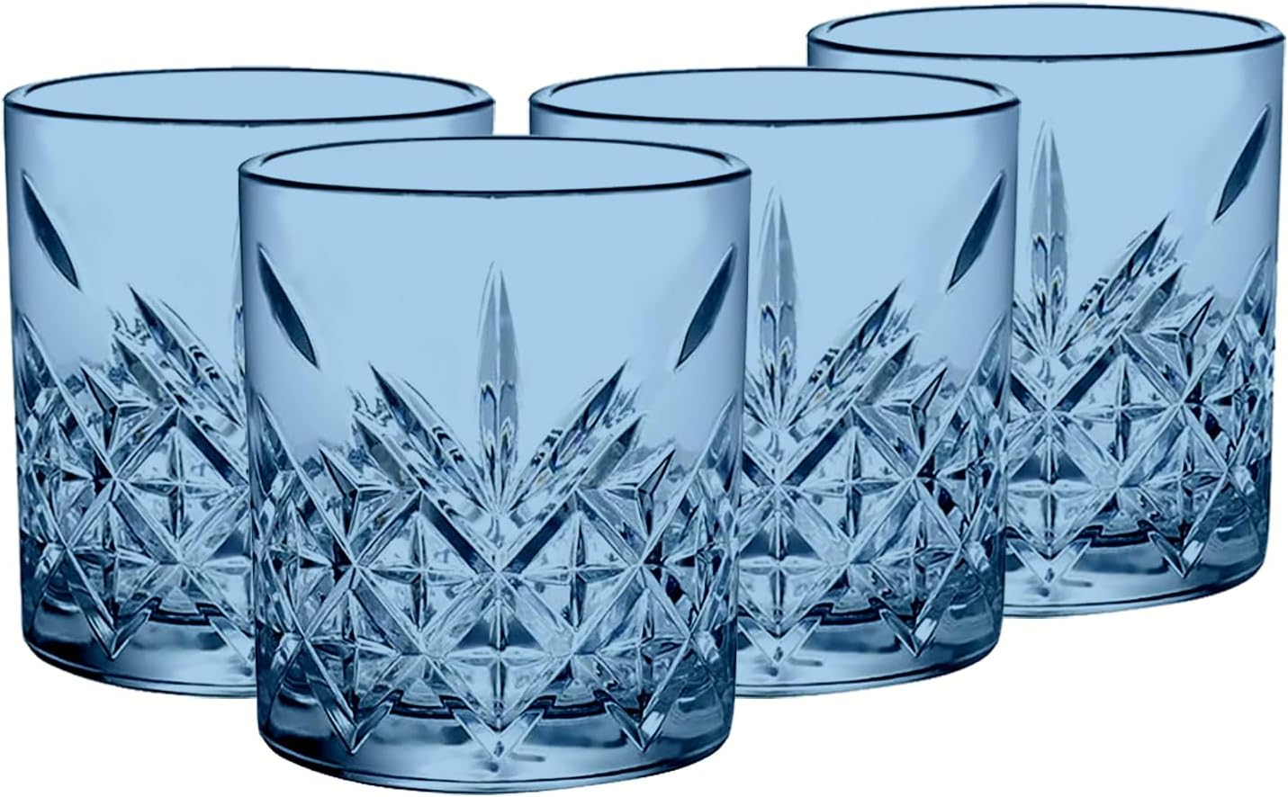 Juego de 4 vasos de cóctel azules, Old Fashioned Lowball Barware, vasos de base pesada de colores para beber, 12 onzas