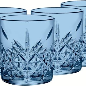 Juego de 4 vasos de cóctel azules, Old Fashioned Lowball Barware, vasos de base pesada de colores para beber, 12 onzas Juego de 4 vasos de cóctel azules, Old Fashioned Lowball Barware, vasos de base pesada de colores para beber, 12 onzas