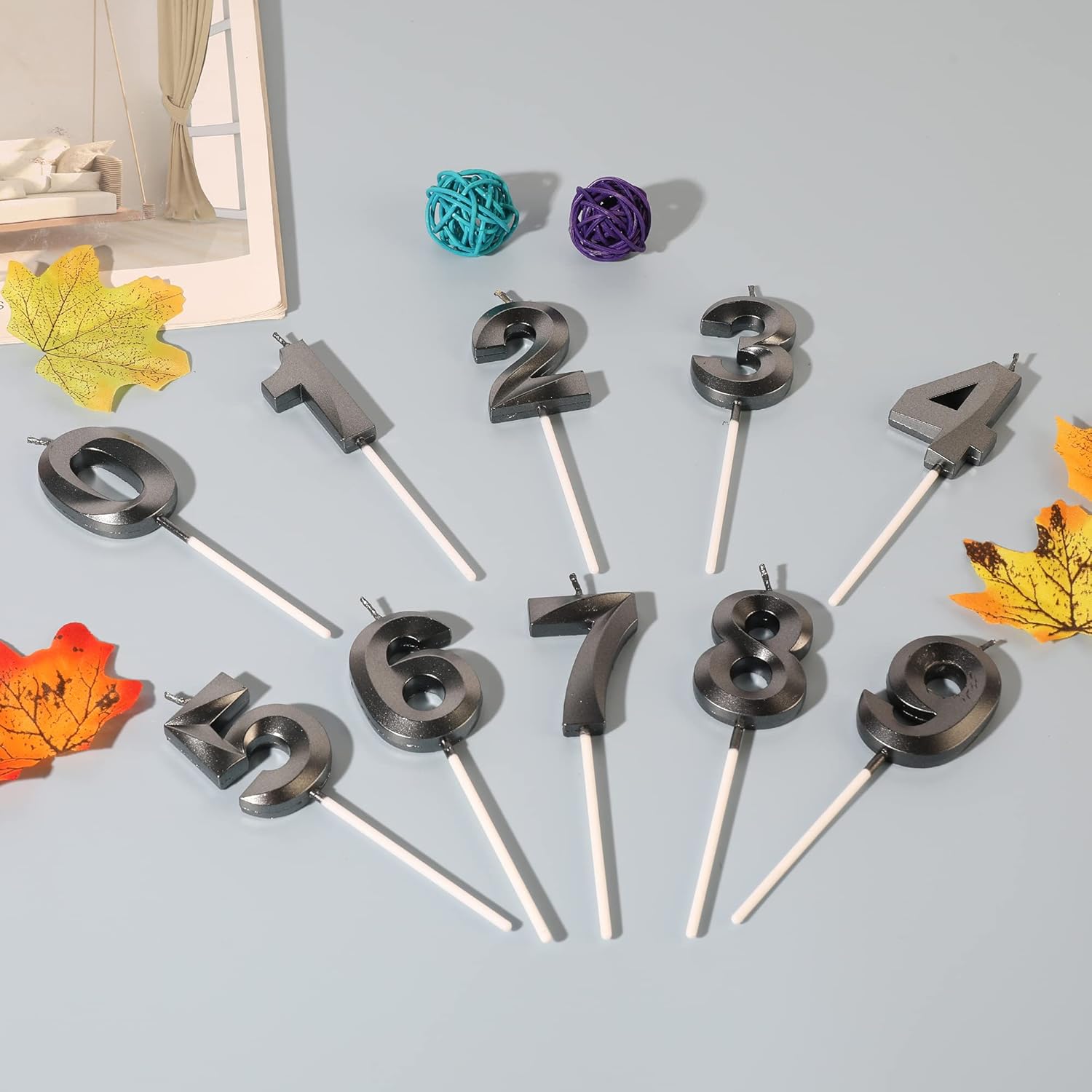 Velas negras de cumpleaños 26 y 62 para pasteles, número 26 62 para decoración de tartas para fiestas, aniversarios, bodas, celebraciones