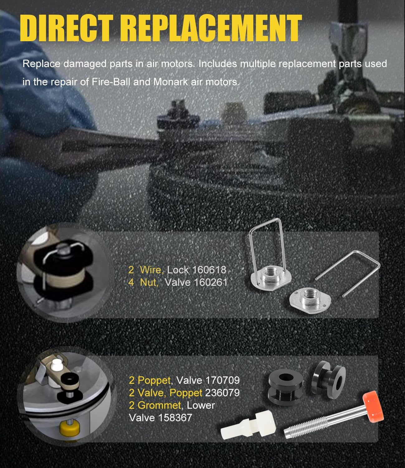 Yoursme Repuesto para Graco 206728 Kit de reparación apto para motores Fire-Ball y Monark Air