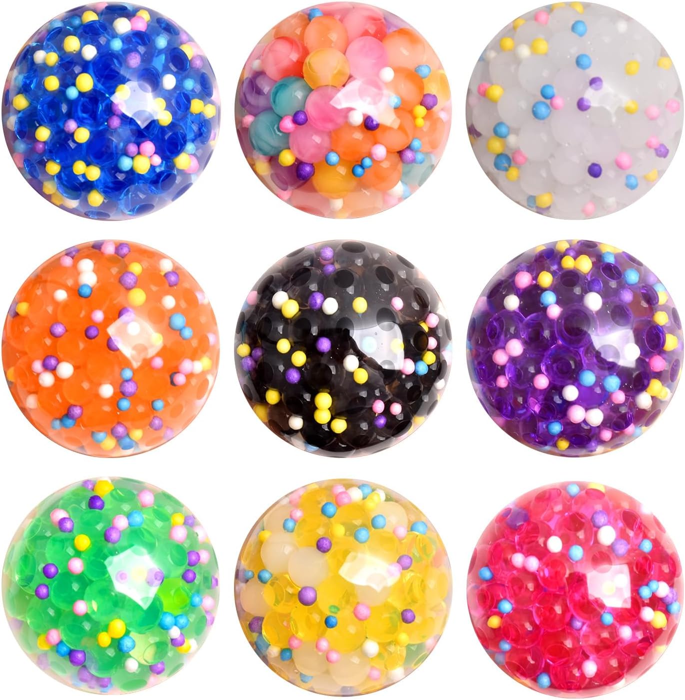 Pelotas antiestrés, paquete de 9 bolas estrujables para el estrés, juguetes esponjosos, bolsas de regalos para recuerdos de fiesta, bola para
