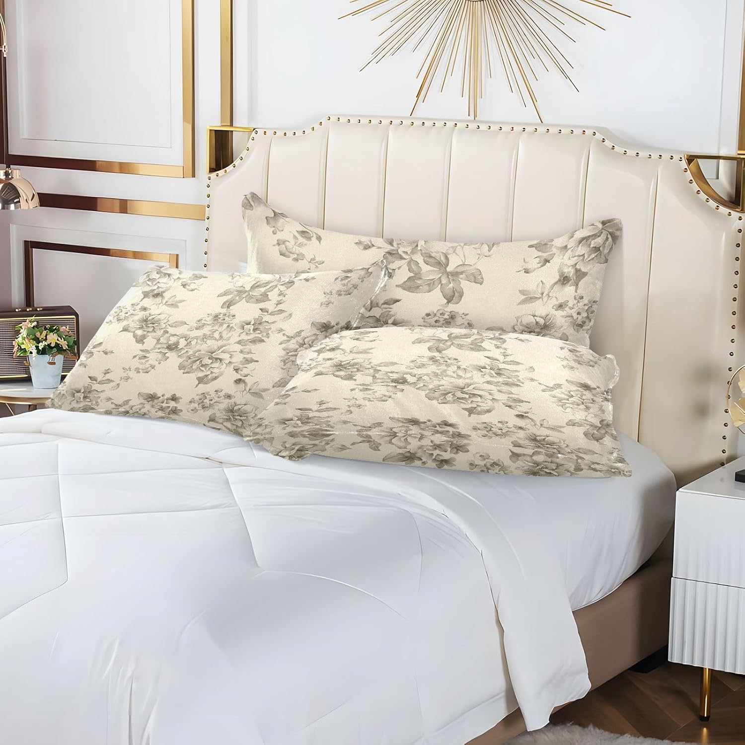 Fundas de almohada de felpa de flores de colores claros, fundas de almohada de lujo súper suaves y acogedoras con cierre de cremallera, tamaño