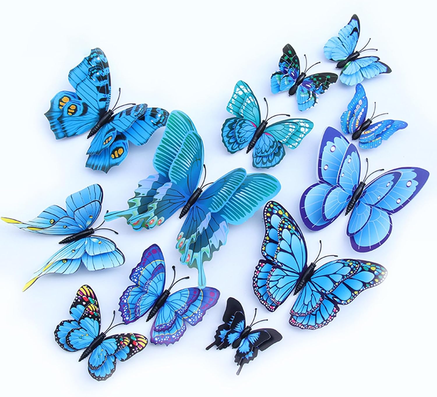 1224 calcomanías 3D tridimensionales de doble capa de simulación de mariposa de imitación autoadhesiva con pegamento para decoraciones de fiestas