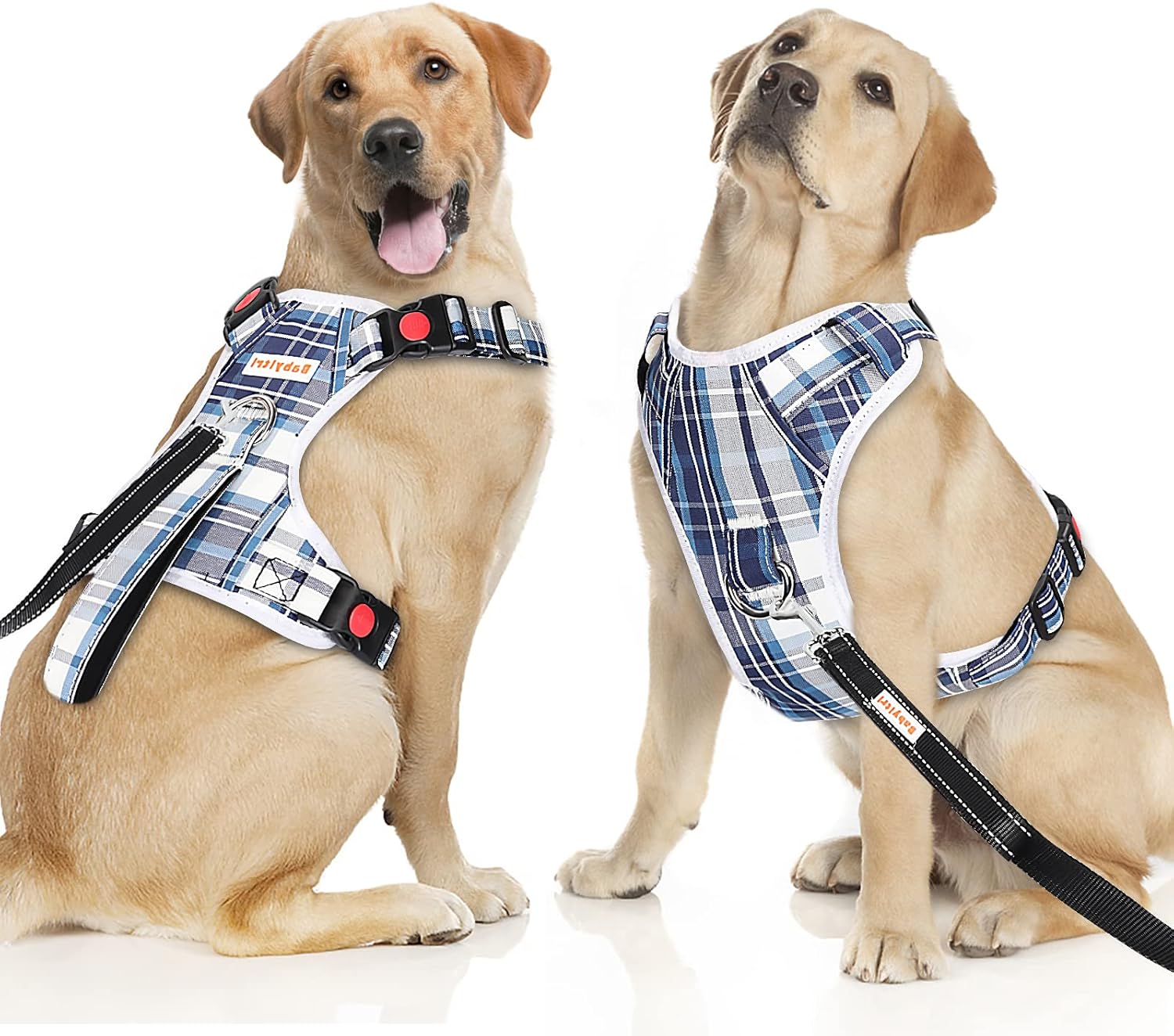 BABYLTRL Arnés sin tirones para perro, con correa y cuello, arnés ajustable de chaleco reflectante Oxford sin estrangulamiento, arnés suave para