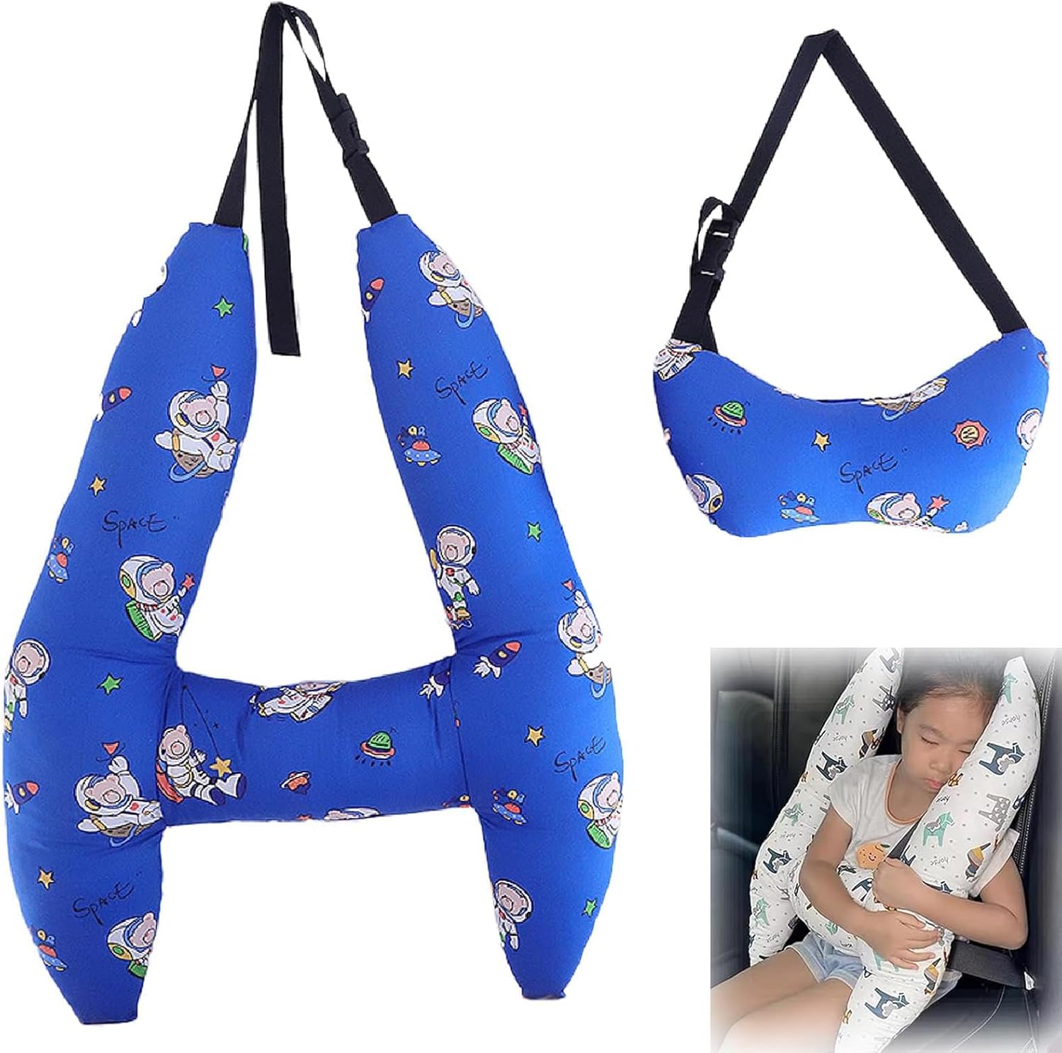 Forma de H – Soporte de cabeza para dormir de coche para niños, forma de H, soporte de cabeza para dormir de automóvil, almohadas de viaje para