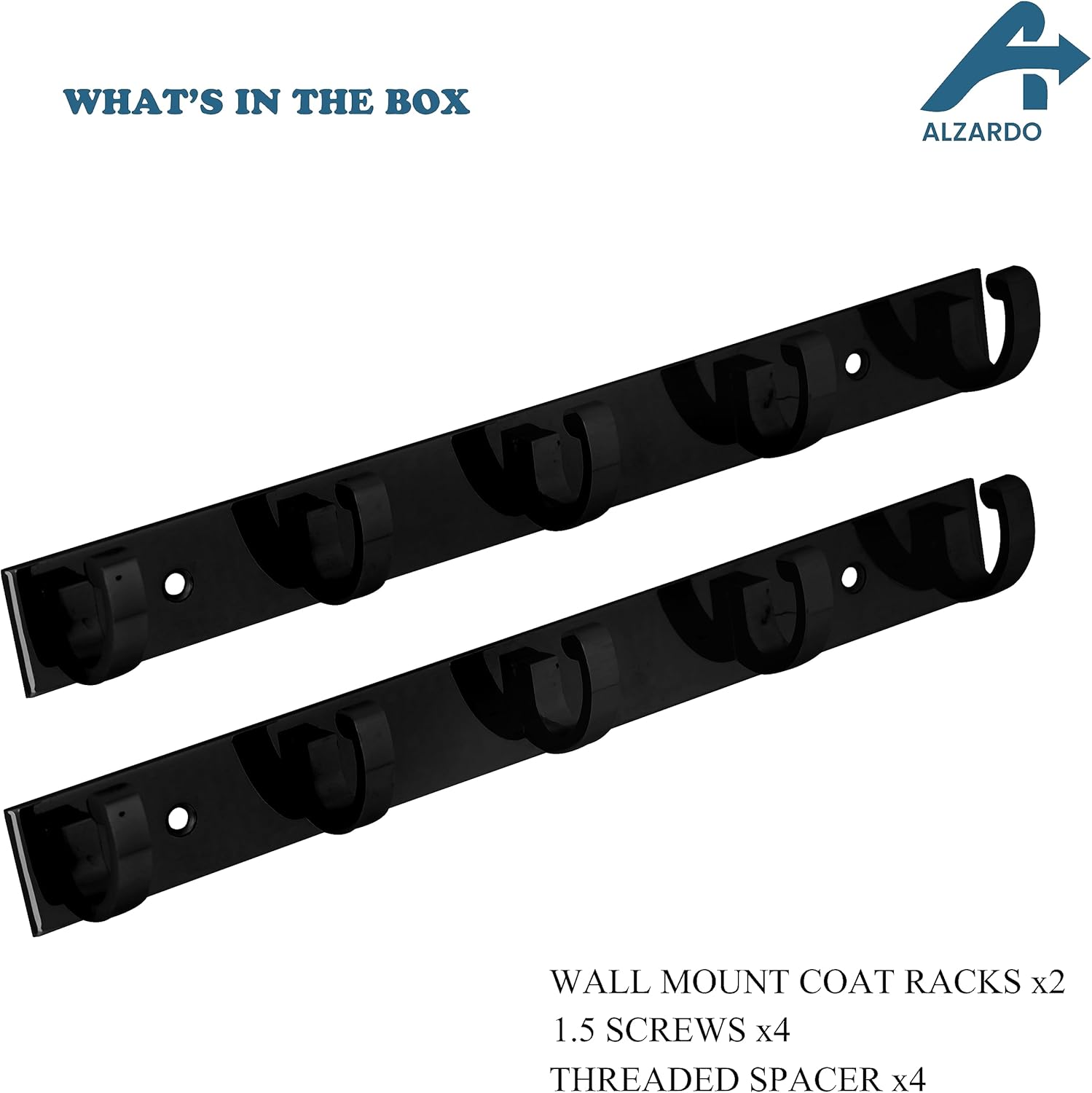 Paquete de 2 percheros resistentes para montar en la pared, estante de acero inoxidable con 5 ganchos en forma de C para abrigos, toallas, llaves y