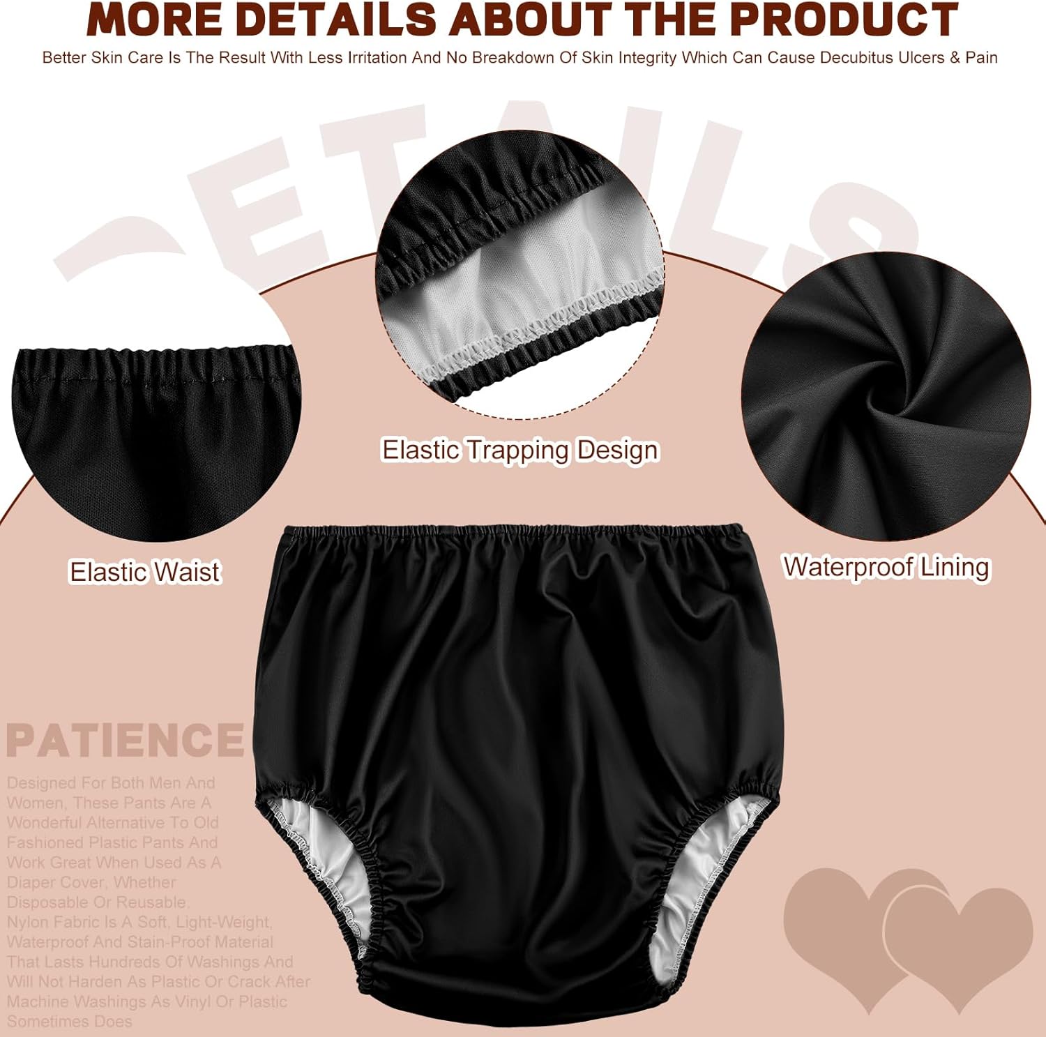 Panitay 8 piezas de ropa interior a prueba de fugas para adultos para incontinencia, grande, negro, unisex, adultos, hombres