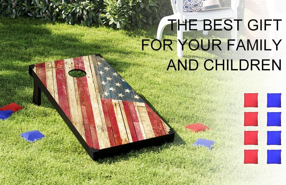 Juego de Corn Holes para exteriores juego de cornhole de 3 x 2 pulgadas, incluye 2 tablas de cornhole, 8 bolsas de frijoles de maíz para tableros de