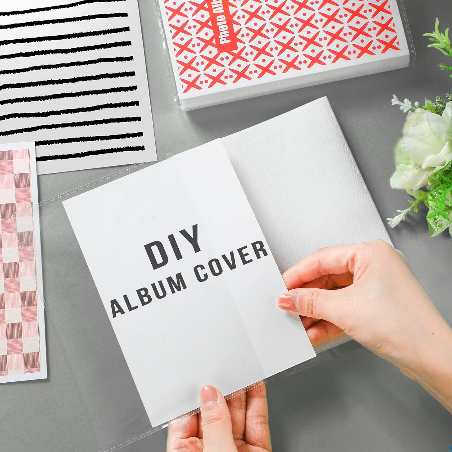 Paquete de 12 mini álbumes de fotos de 4 x 6 pulgadas para fotos con insertos decorativos extraíbles, cubierta transparente flexible, álbum de