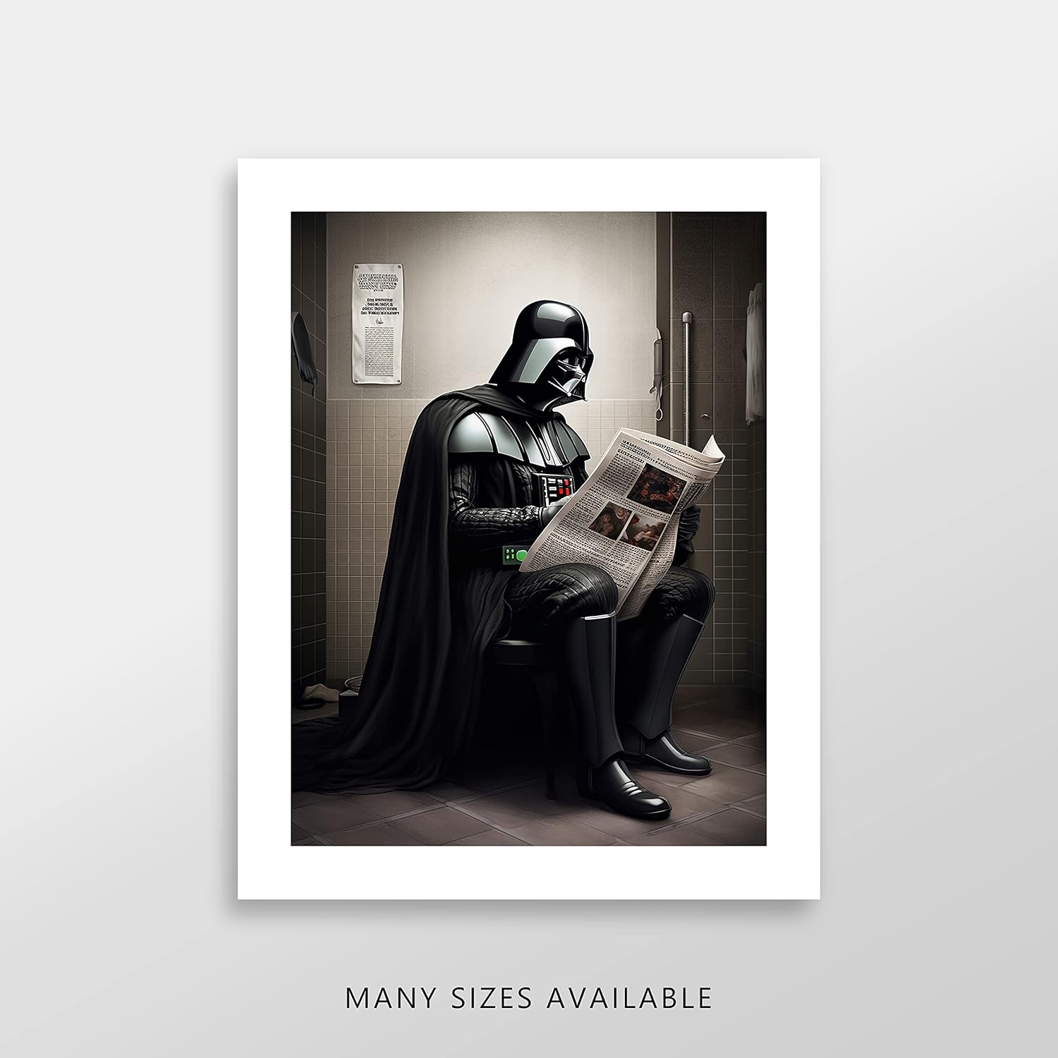 Star Wars Bathroom Décor Art Print – Premium Giclee Fine Art Print – Aesthetic Modern Vintage Painting Style Darth Vader Stormtrooper Yoda Print