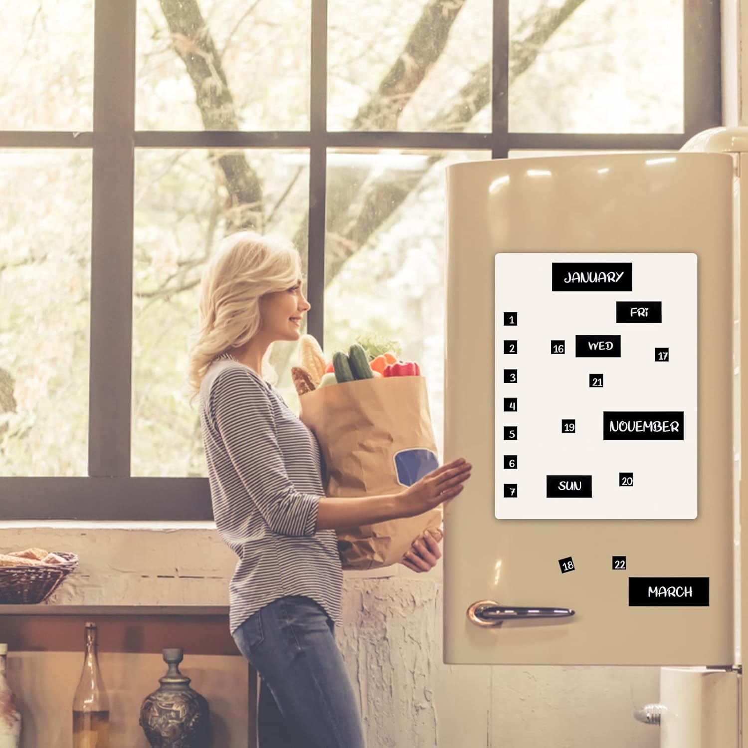 50 piezas magnéticas de días de la semana y meses, calendario magnético indicadores de fechas para oficina, calendario magnético para refrigerador,