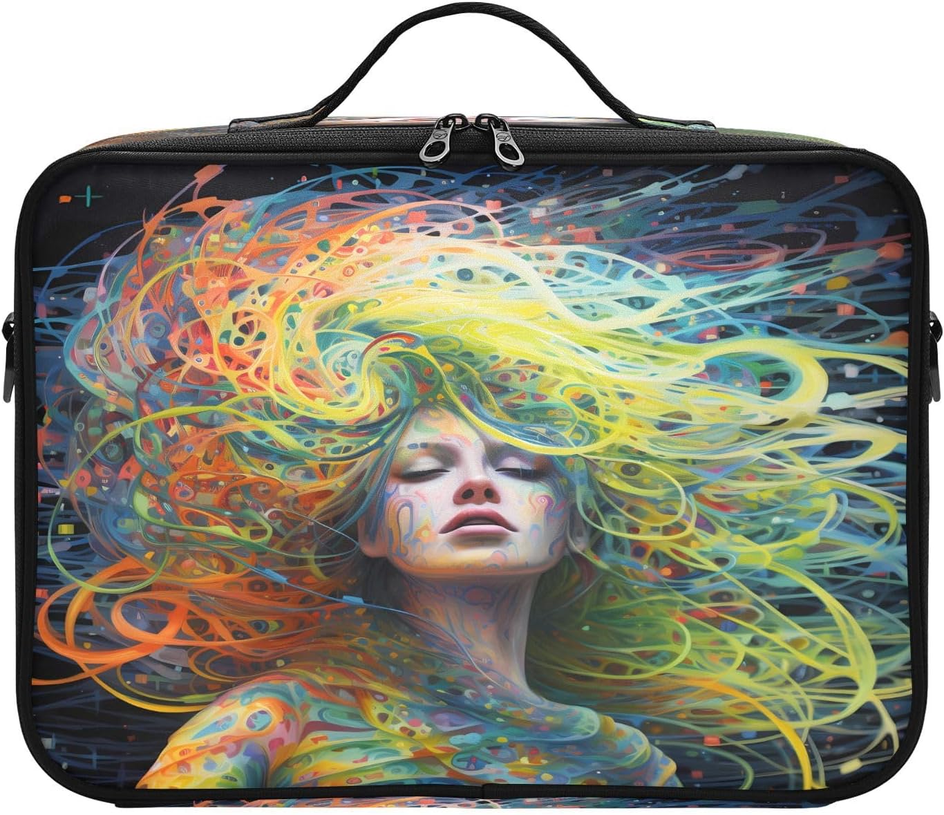 Bolsa de cosméticos de viaje para mujer artística, bolsa de aseo para artículos de tocador, bolsa de almacenamiento de maquillaje, bolso para