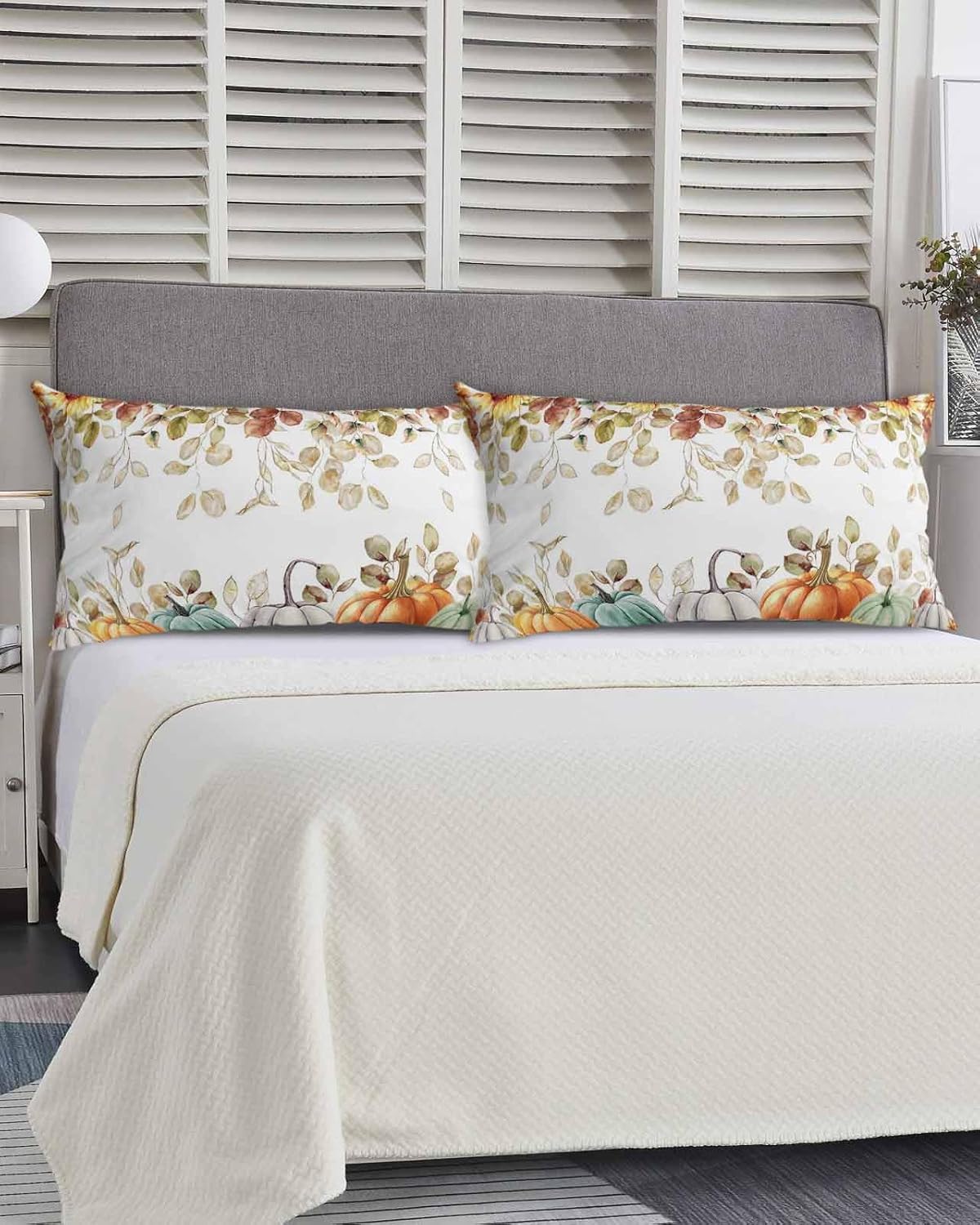 Fundas de almohada de otoño de Acción de Gracias, tamaño King, fundas de almohada suaves decorativas para sofá de cuerpo largo con cierre de sobre,