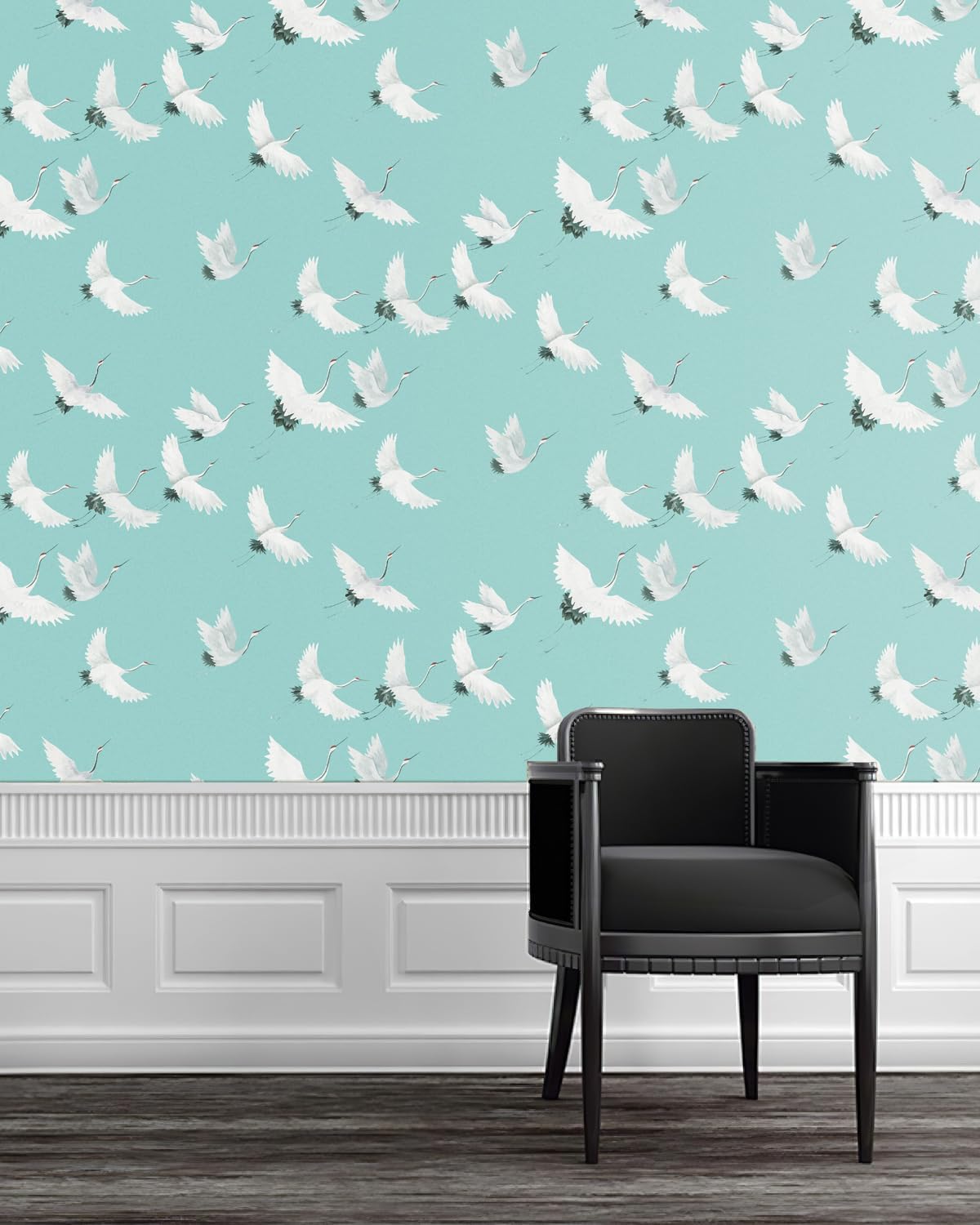 Papel tapiz azul para despegar y pegar, papel tapiz japonés verde de 118 x 17.3 pulgadas, papel tapiz para dormitorio, cocina, baño