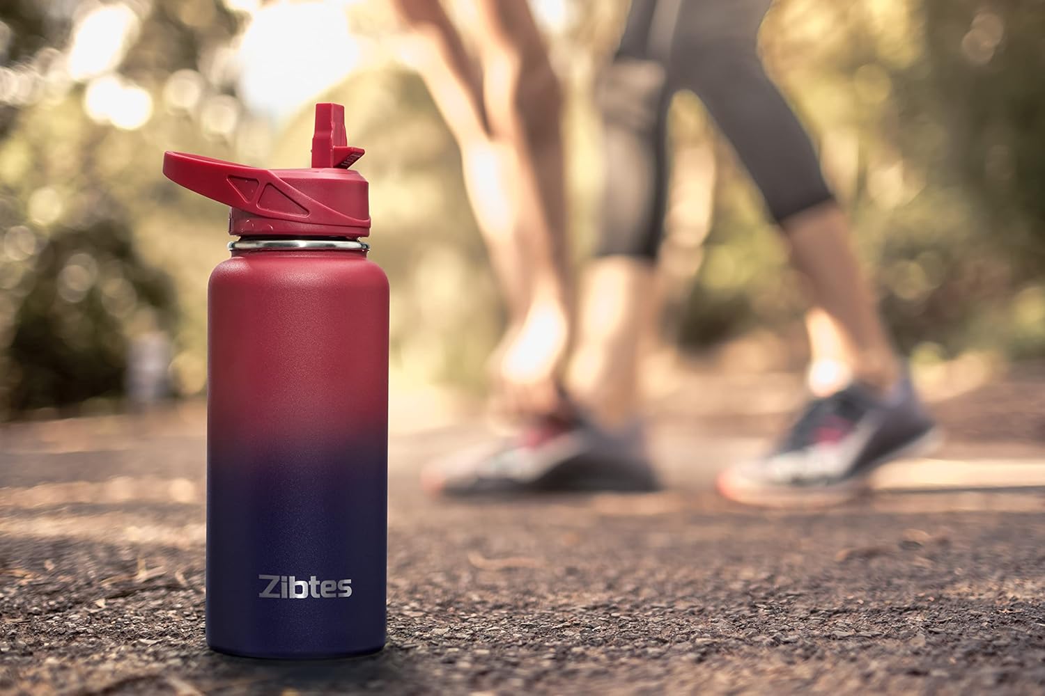 Zibtes Botella de agua aislada de 32 onzas con popote, 3 tapas (tapa abatible, boquilla y asa), botella de agua deportiva de acero inoxidable a