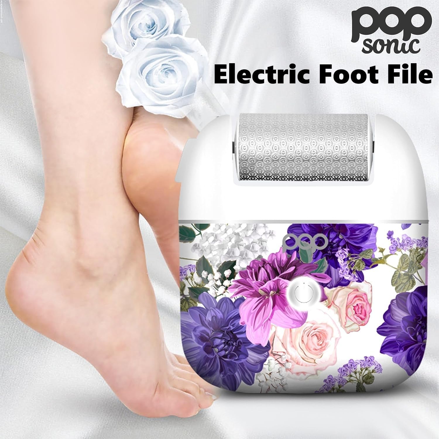 Pedi Pro – Lima eléctrica para pies, removedor eléctrico de callos para pies, herramienta exfoliante de pies Pedi Spa para hombresmujeres (floral)