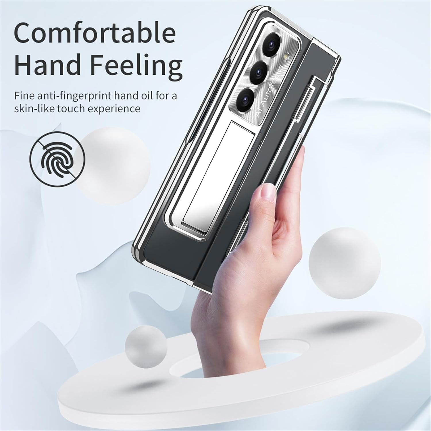 Funda para Samsung Galaxy Z Fold 5 2023, carcasa de una pieza con protección de bisagra transparente Z Fold 5 con soporte, protector de pantalla