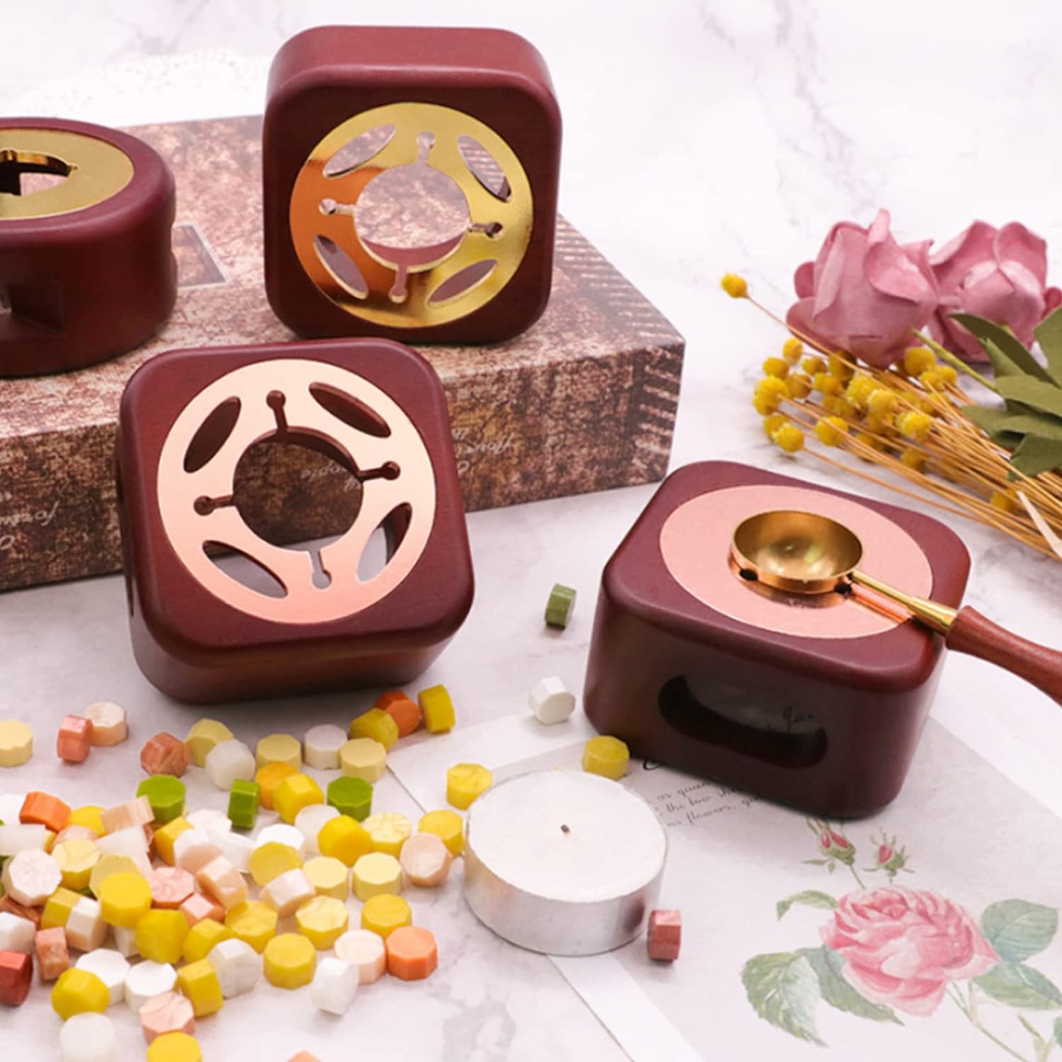 Cuentas de cera de sellado de bronce, 17.64 oz, cuentas de sellado de cera de oro antiguo, 1500 cuentas de sello de cera para sello de cera, kit de