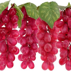 4 racimos de uva artificial realista de simulación de frutas decorativas de uvas rojas falsas con vides, cocina, fiesta, jardín, hogar, gabinete de 4 racimos de uva artificial realista de simulación de frutas decorativas de uvas rojas falsas con vides, cocina, fiesta, jardín, hogar, gabinete de