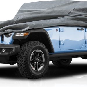 Funda de automóvil de 5 capas para Jeep Wrangler 2009-2023 SUV de 4 puertas Sahara Rubicon, ajuste semi personalizado, cobertura completa, Funda de automóvil de 5 capas para Jeep Wrangler 2009-2023 SUV de 4 puertas Sahara Rubicon, ajuste semi personalizado, cobertura completa,