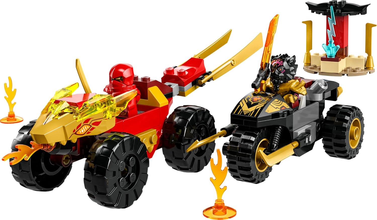 LEGO NINJAGO Kai and Ras 71789 – Juego de juguetes de construcción para principiantes, cuenta con un juguete de auto ninja y bicicleta más 2