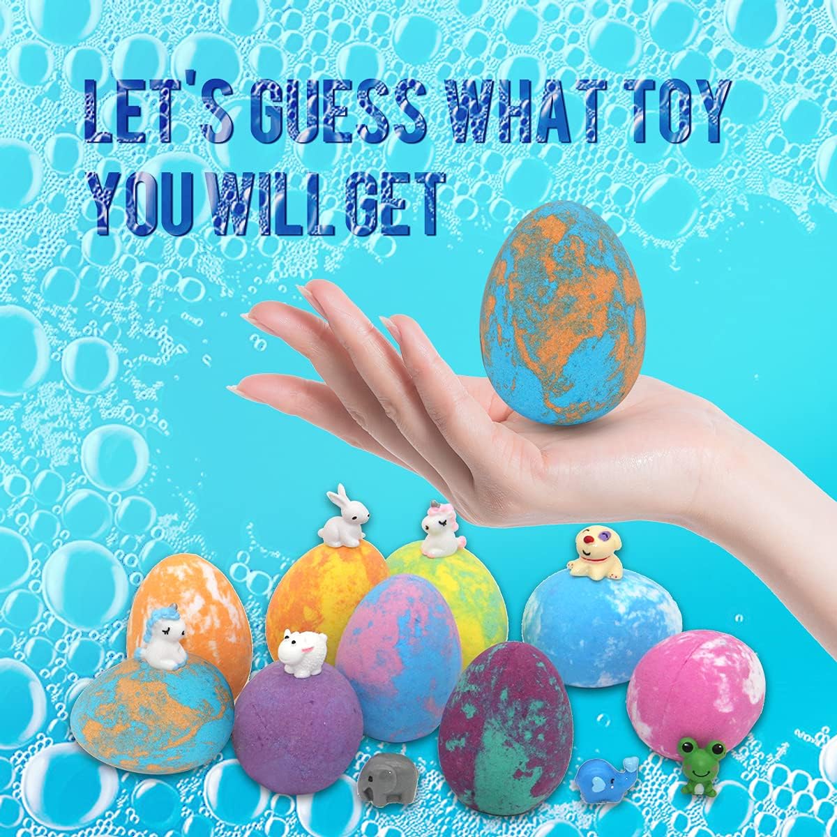 Bombas de baño de huevos de Pascua para niños con juguetes sorpresa en el interior, juego de regalo de 12 bombas de baño para niños, bolas de