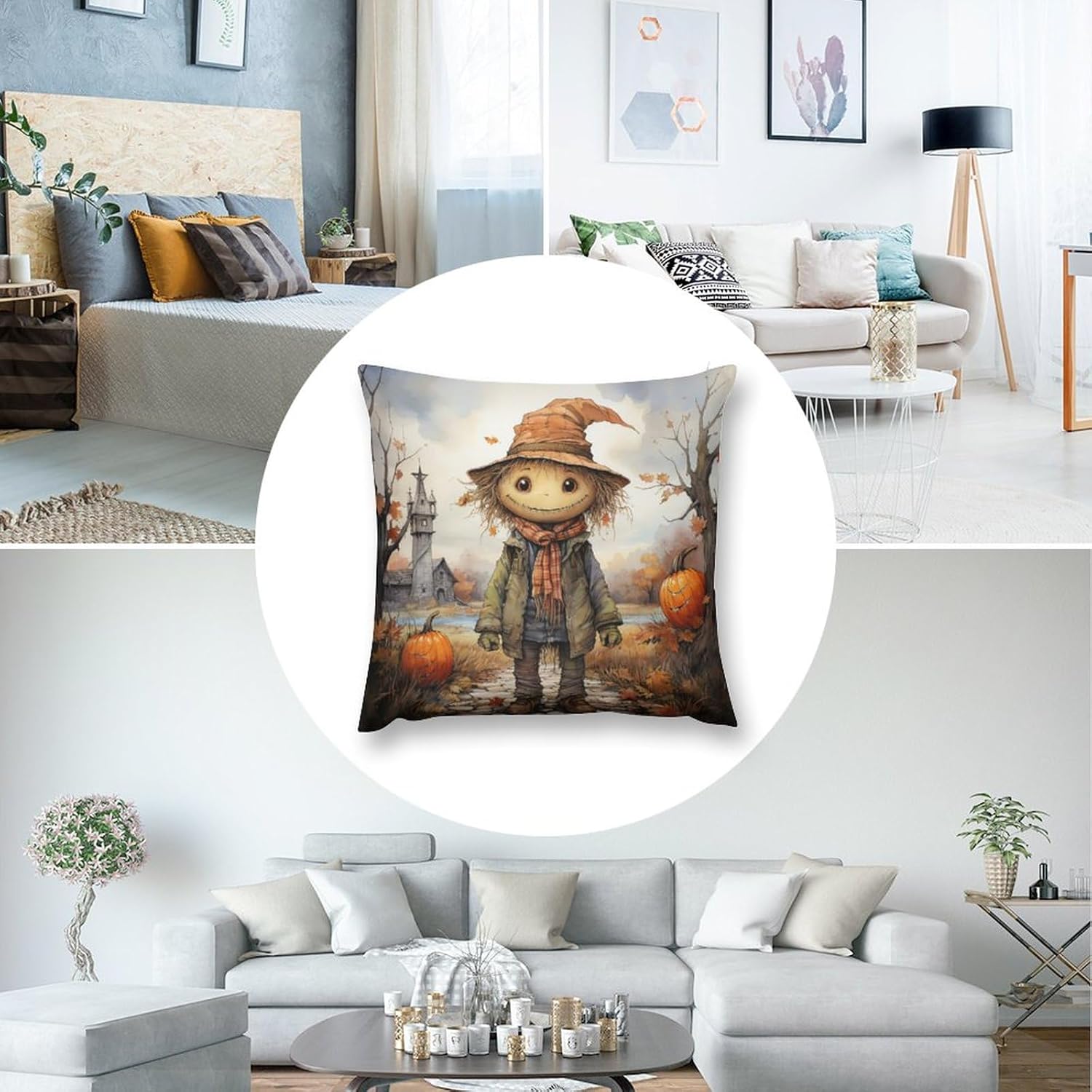 Cojines Decorativos para Sala – Funda de cojín para sofá de 22 x 22 pulgadas, diseño de paisaje otoñal, Acción de Gracias, para sofá, 22 x 22
