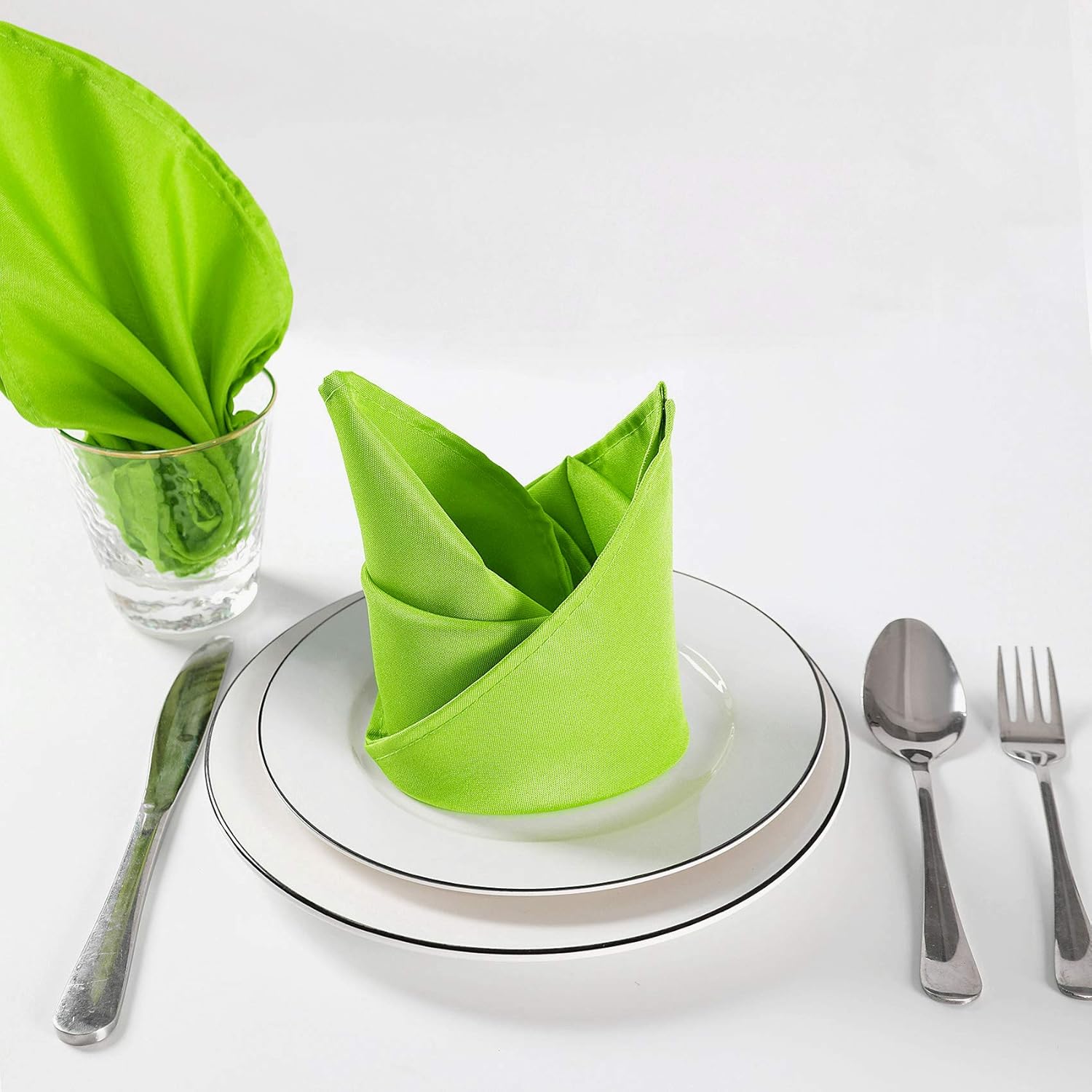 Cupuamon Servilletas de tela de 20 x 20 pulgadas, lavables de poliéster, servilletas de mesa suaves para bodas, fiestas, cenas, banquetes (verde