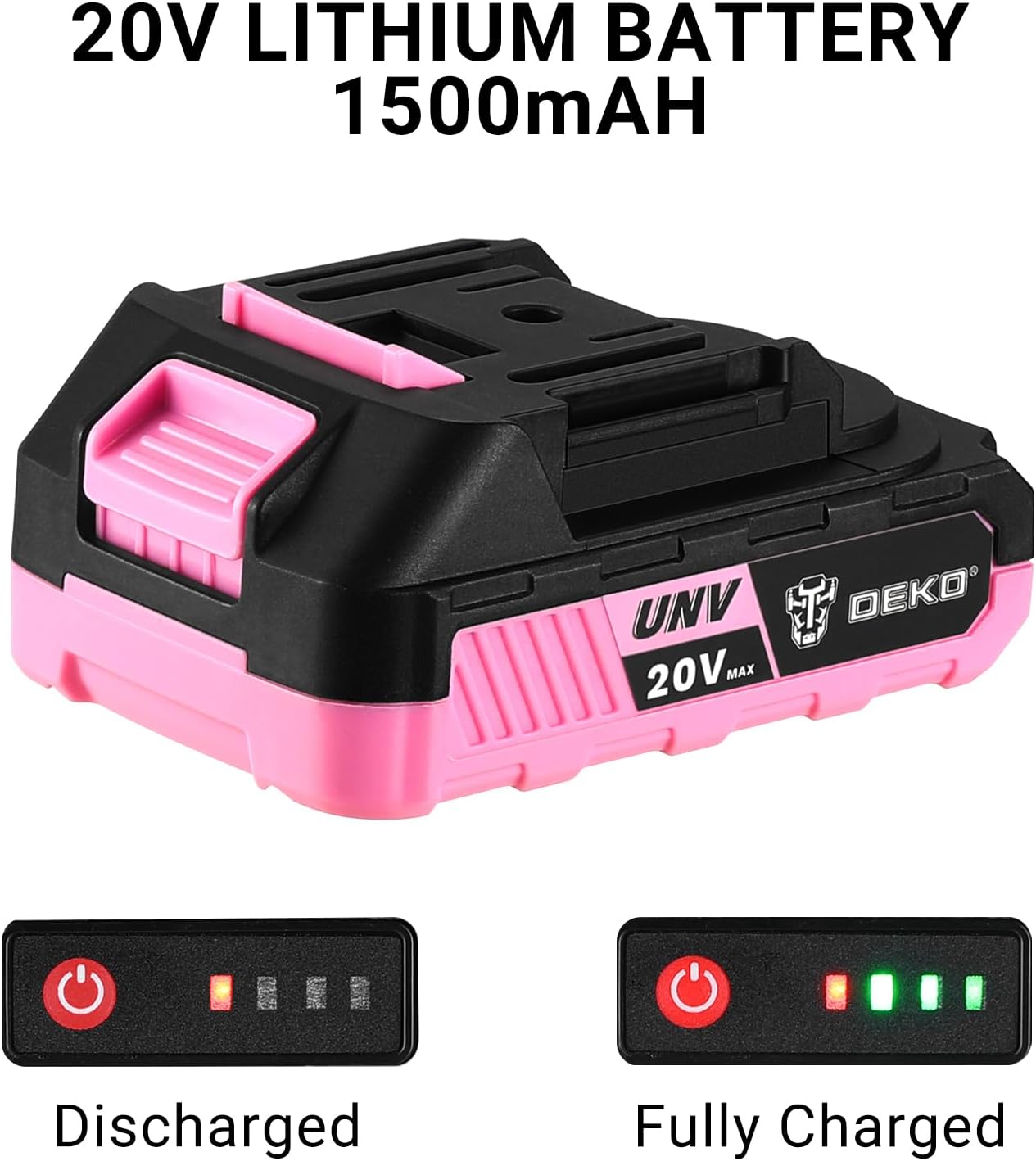 Taladro eléctrico inalámbrico DEKO PRO – Taladro inalámbrico rosa de 20 V, herramienta para mujeres, taladros inalámbricos con batería y cargador,
