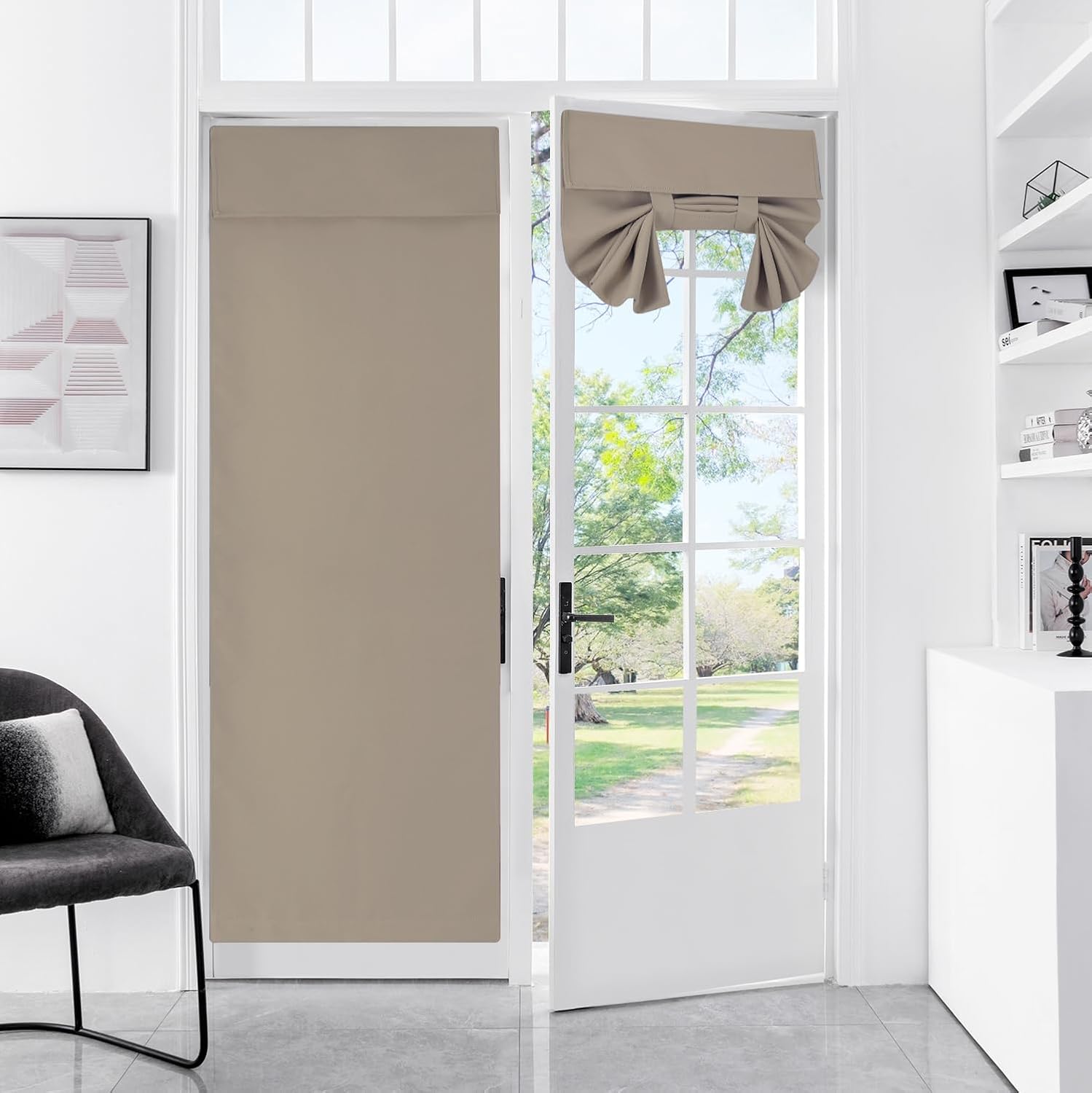 Cortinas de puerta francesa con tacto sedoso, aislamiento térmico, reducción de ruido, cortinas opacas para puerta de vidrio y oficina (25 pulgadas