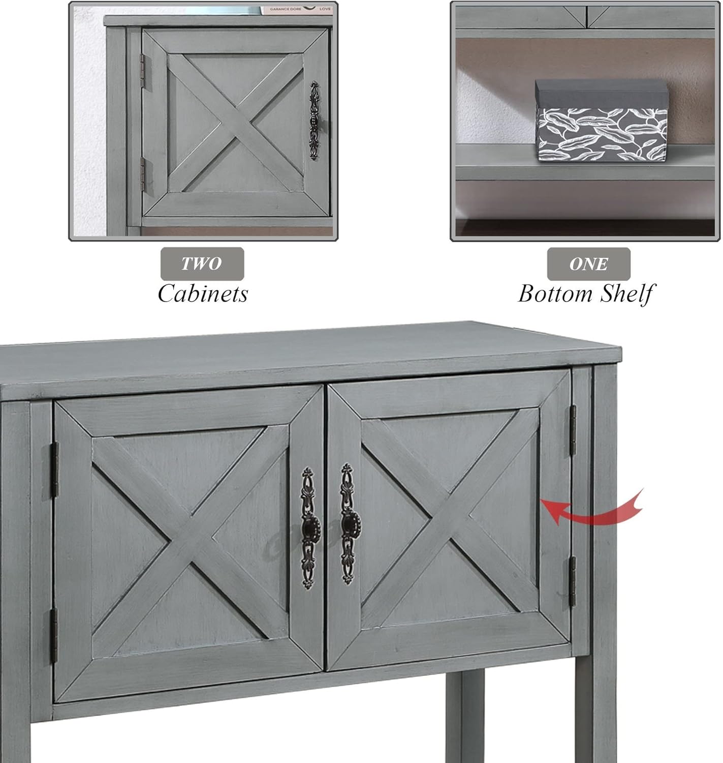 APATEN Mesa consola de madera de 35 pulgadas de ancho con estante inferior y armario de 2 puertas, muebles elegantes para sala de estar, pasillo,
