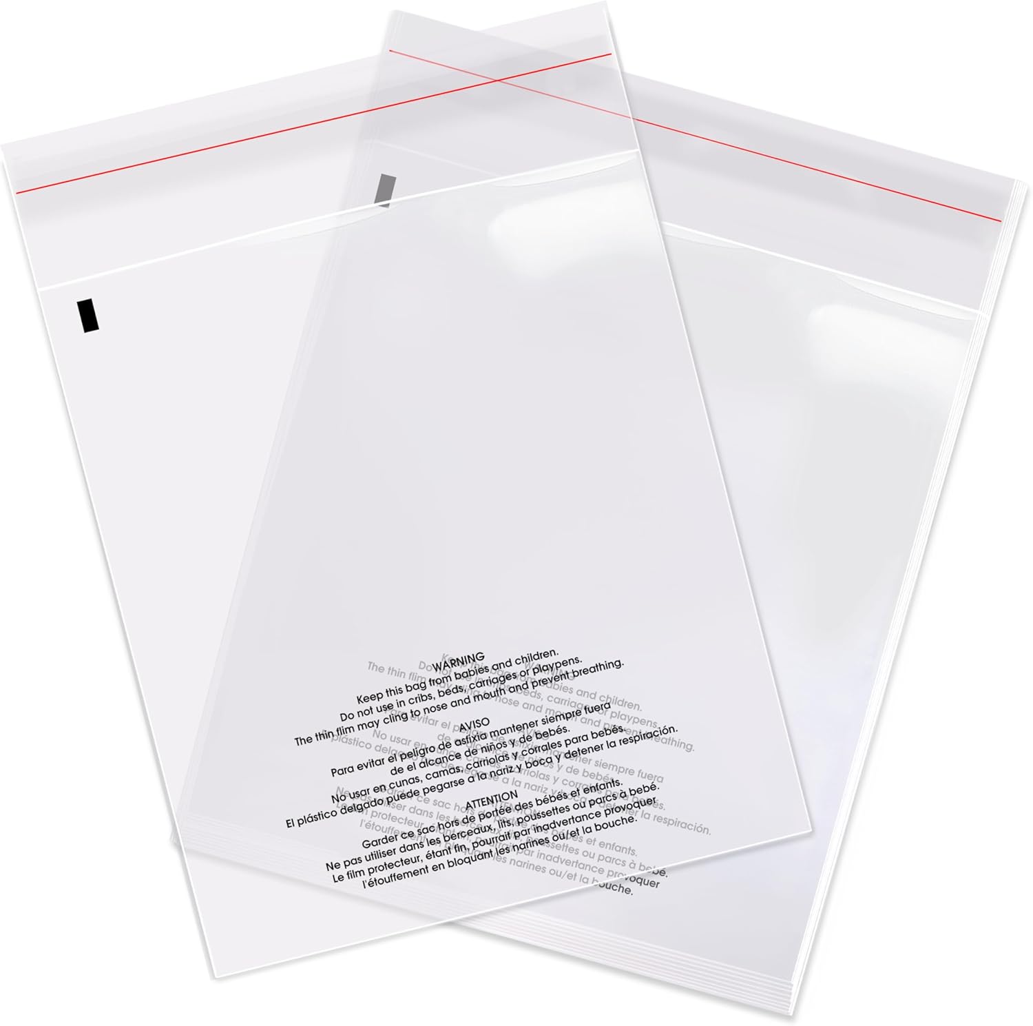 Spartan Industrial – Bolsas de polietileno transparente autosellantes de 8 x 10 pulgadas (200 unidades) con advertencia de asfixia para embalaje,