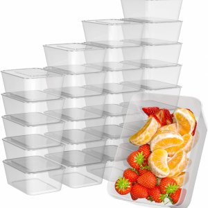 Contenedores de preparación de comidas, paquete de 50 recipientes de almacenamiento de alimentos con tapas, caja Bento desechable reutilizable de Contenedores de preparación de comidas, paquete de 50 recipientes de almacenamiento de alimentos con tapas, caja Bento desechable reutilizable de