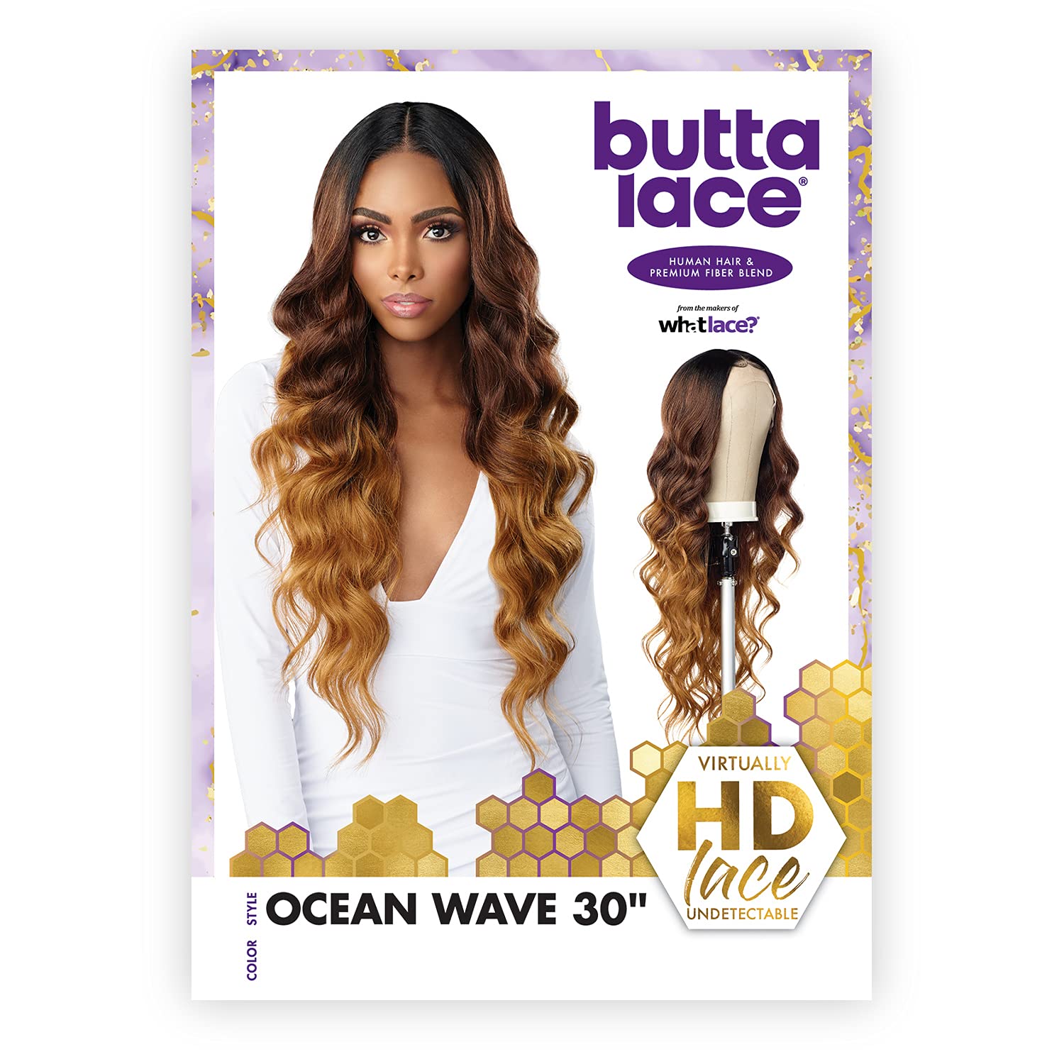 Sensationnel Peluca de mezcla de cabello humano HD con encaje frontal Butta Lace Ocean Wave 30 pulgadas (BALAYAGEGOLD)