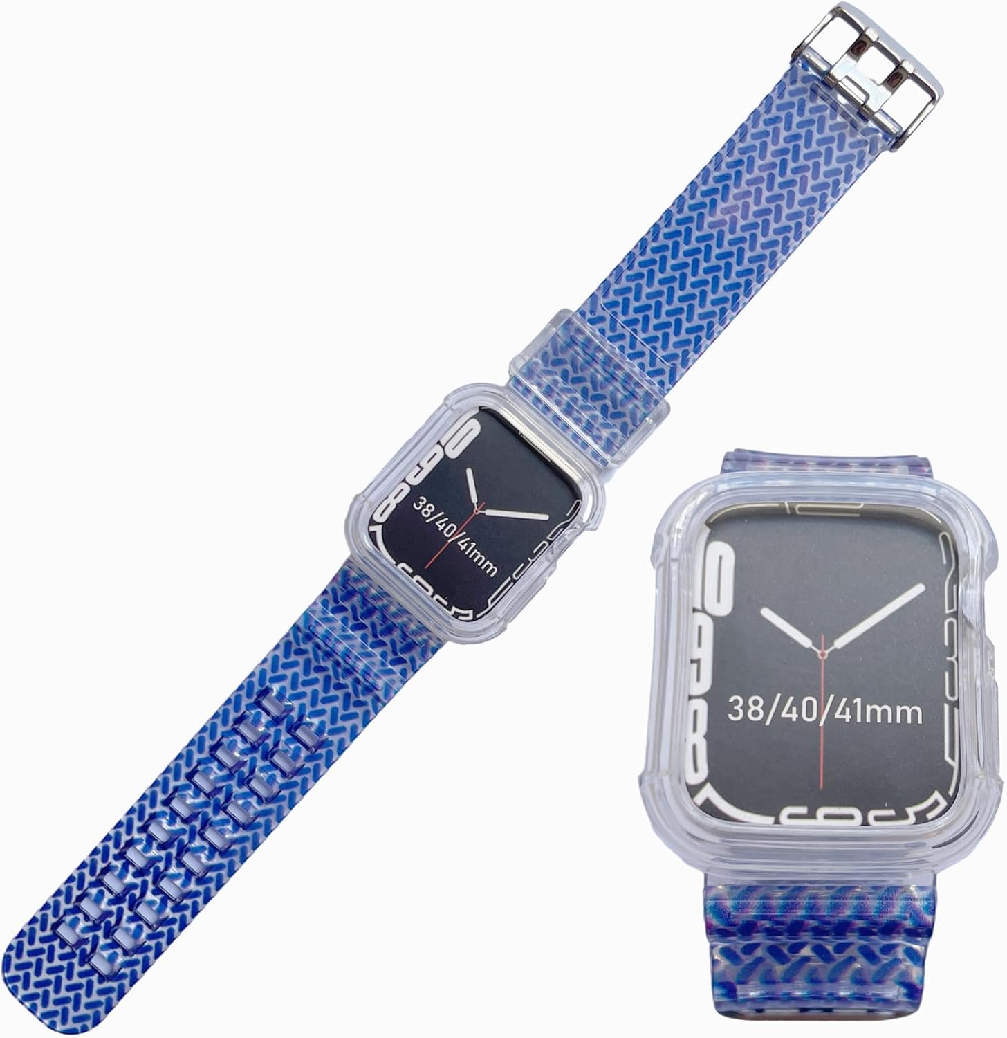Correa transparente con patrón tejido transparente compatible con Apple Watch de 1.496 pulgadas, 1.575 pulgadas, 1.614 pulgadas, correa deportiva