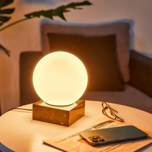 FLORNIA Lámpara de mesa industrial moderna, lámpara de escritorio única con pantalla de vidrio y base de mármol para dormitorio, sala de estar, FLORNIA Lámpara de mesa industrial moderna, lámpara de escritorio única con pantalla de vidrio y base de mármol para dormitorio, sala de estar,