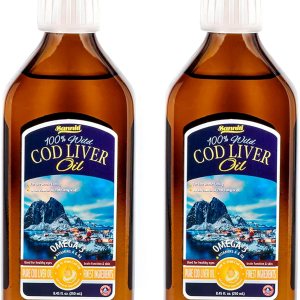 Sanniti Aceite de hígado de bacalao 100% natural, salvaje capturado nórdico, 8.5 fl oz (paquete de 2) (sin sabor) Sanniti Aceite de hígado de bacalao 100% natural, salvaje capturado nórdico, 8.5 fl oz (paquete de 2) (sin sabor)