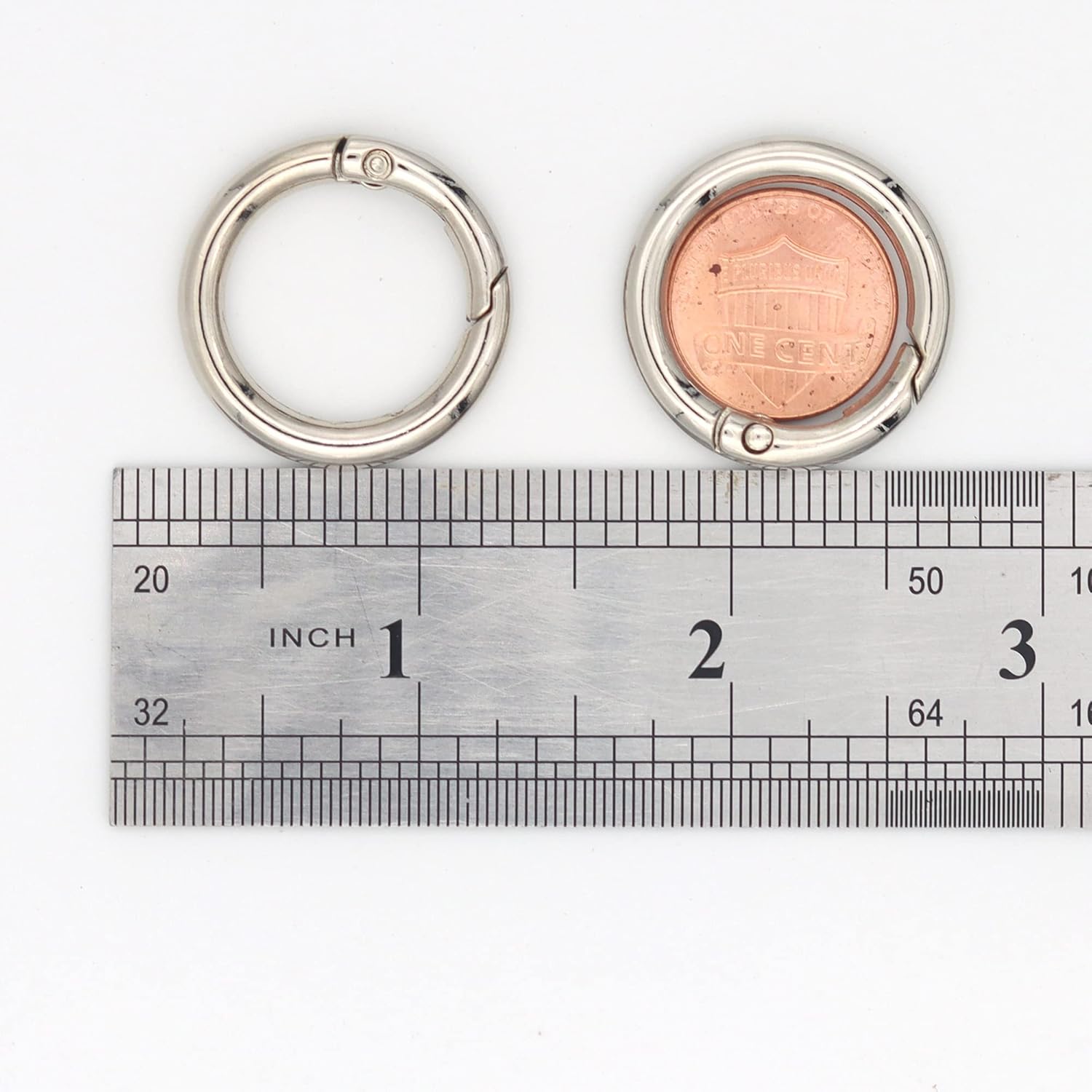20 anillos tóricas de resorte gatillo con clip de mosquetón redondo para llaveros, hebilla, bolsas, monederos (plata, 34 pulgadas)