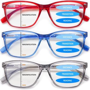 VIDEBLA Paquete de 3 lentes de lectura progresivos multienfoque para mujeres y hombres, bloqueo de luz azul, bisagras de resorte para computadora VIDEBLA Paquete de 3 lentes de lectura progresivos multienfoque para mujeres y hombres, bloqueo de luz azul, bisagras de resorte para computadora