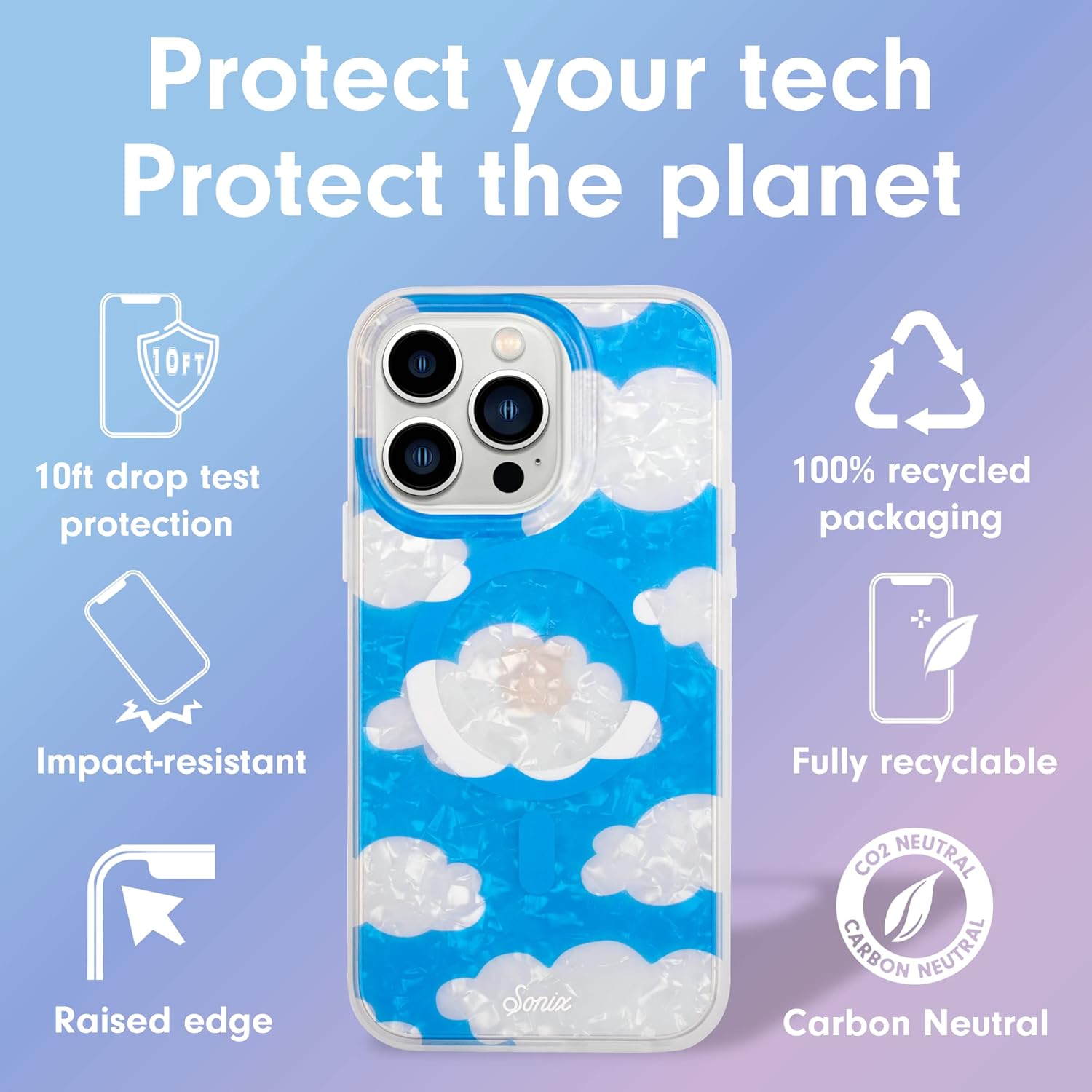 Sonix Funda para iPhone 13 Pro  Compatible con MagSafe  Probada contra caídas de 10 pies  Nubes de ensueño de día