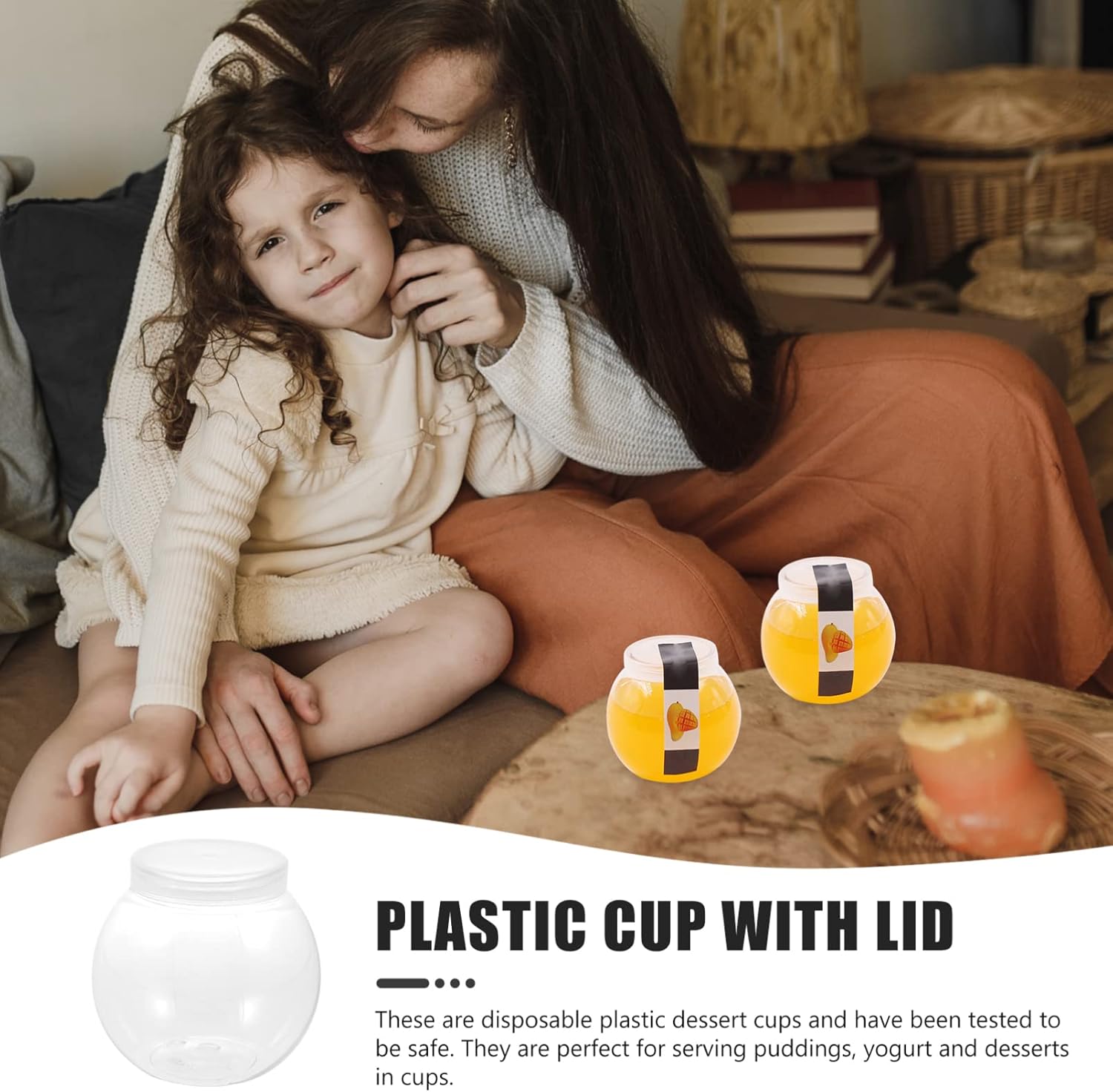 KALLORY 50 Pcs Plastic Cup Jelly Cup Plastic Jelly Cup Tasting Tumbler Containers with Lids Plastic Cups with Lids Party Dessert Container Plastic