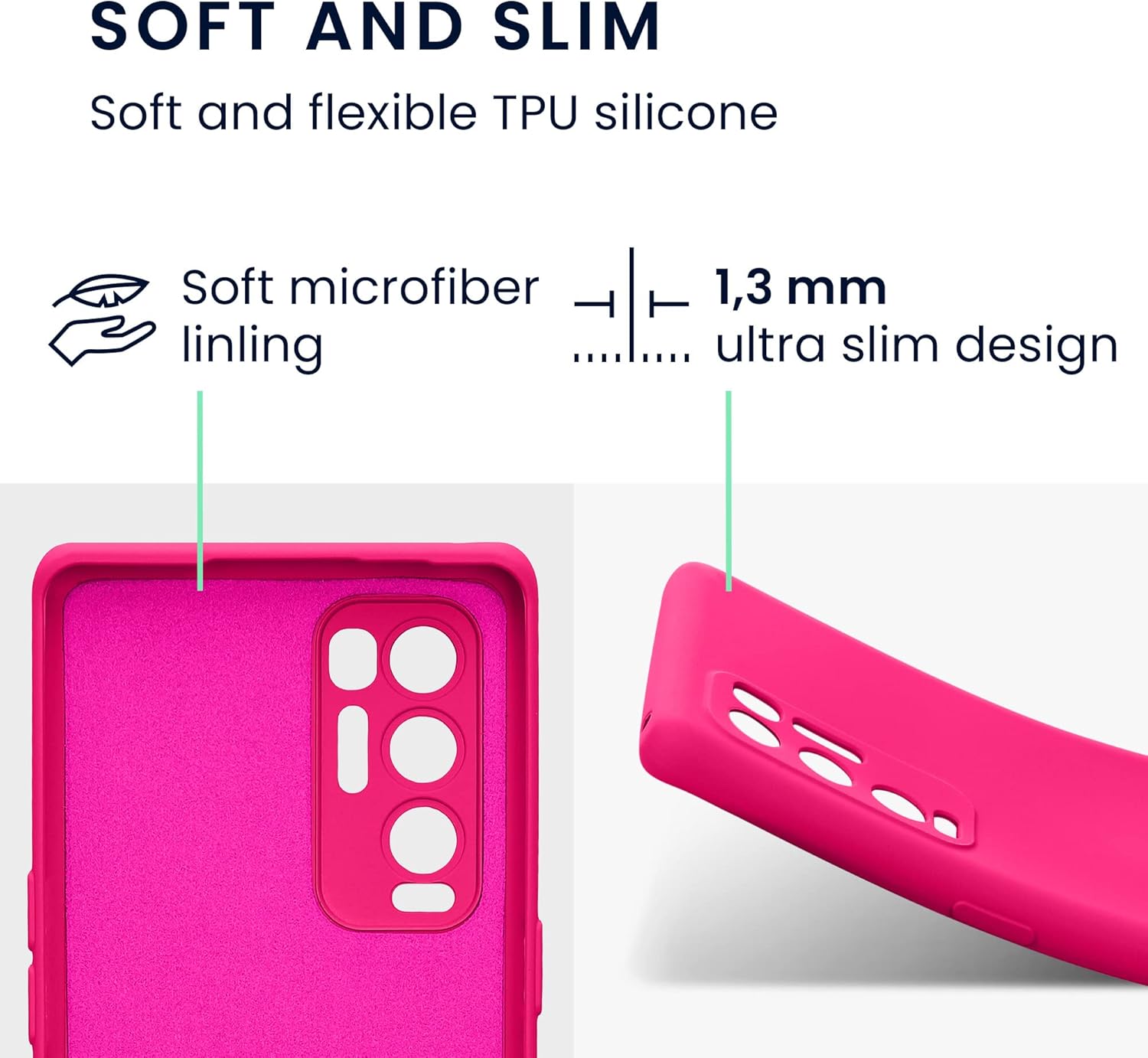 kwmobile Funda compatible con Oppo Find X3 Neo – Funda protectora delgada de TPU con acabado mate suave – Rosa neón