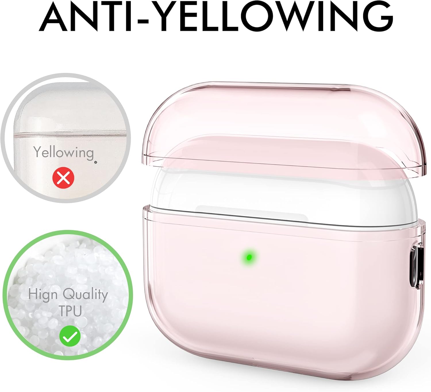 NIUTRENDZ Funda protectora para AirPods Pro 2 2022 de TPU suave con cordón LED frontal visible compatible con AirPods Pro de 2 generación (rosa