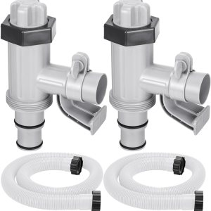 Juego de 2 adaptadores de manguera de piscina con soporte de tubo de piscina y válvula de émbolo y kit de mangueras de bomba de piscina de 1.5 Juego de 2 adaptadores de manguera de piscina con soporte de tubo de piscina y válvula de émbolo y kit de mangueras de bomba de piscina de 1.5