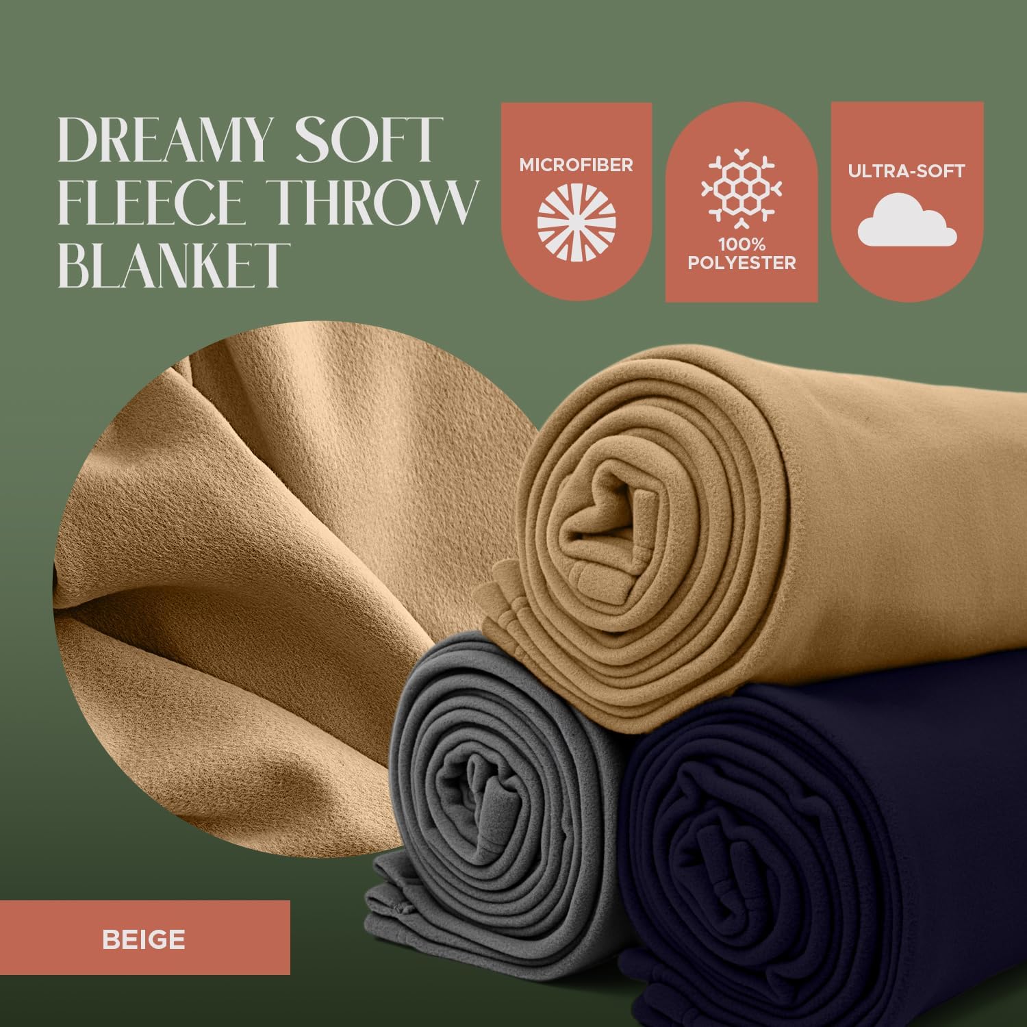 Manta de forro polar para cama, sofá 50 x 60 pulgadas, estándar – Manta de microfibra ultrasuave y cálida para uso doméstico y al aire libre, manta