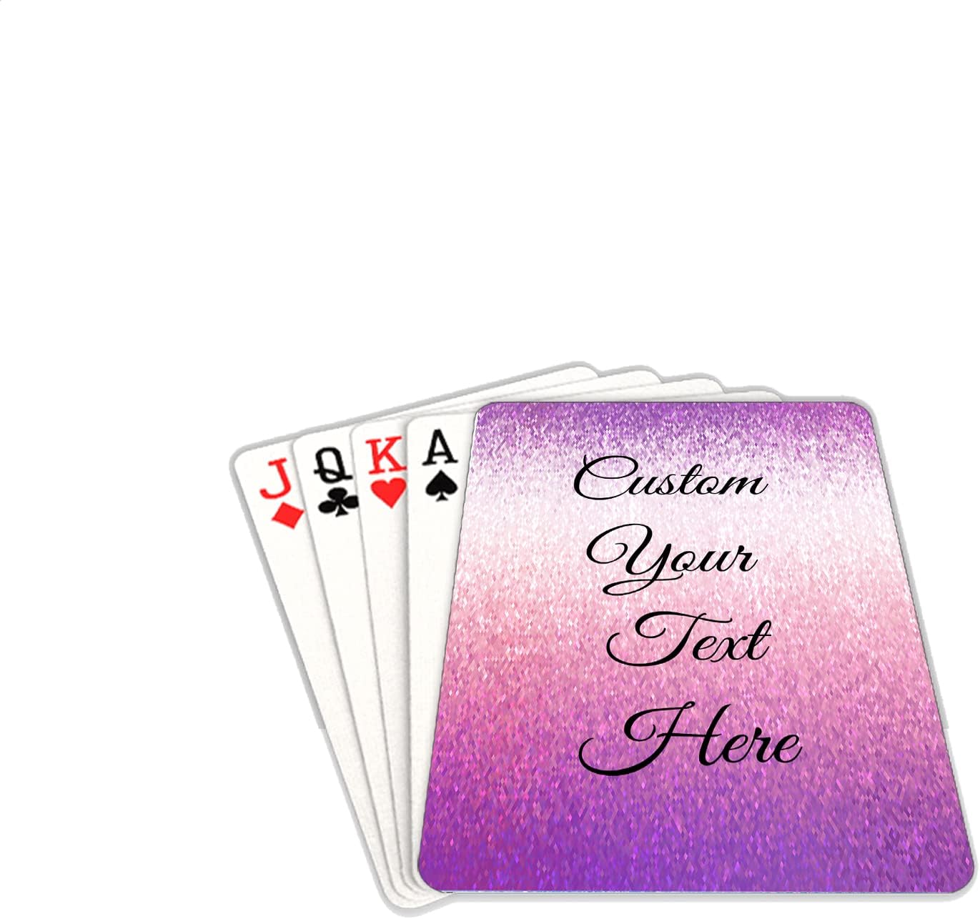 Cartas de juego brillantes de póquer con purpurina morada, divertidas cartas personalizadas con nombre de foto, baraja personalizada de cartas de