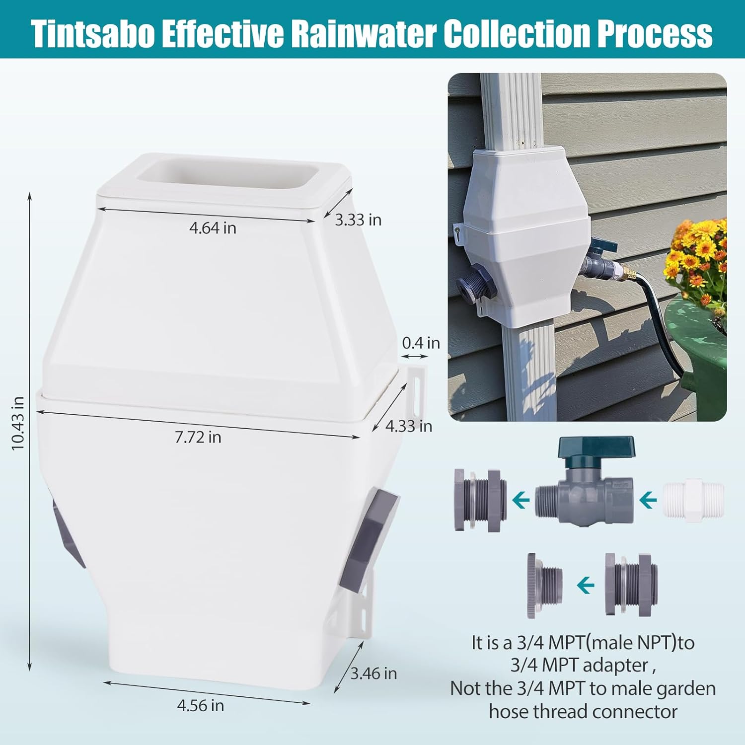 Rainwater Collection System-Tintsabo – Kit de desviador de barril de lluvia para bajantes estándar de 2 x 3 o 3 x 4 pulgadas, desviador de agua de