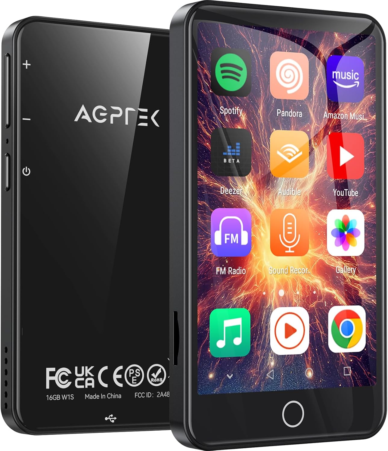 AGPTEK Reproductor MP3 de 80 GB con Bluetooth y WiFi, pantalla táctil completa de 3.5 pulgadas con Spotify, reproductor de música en línea Android